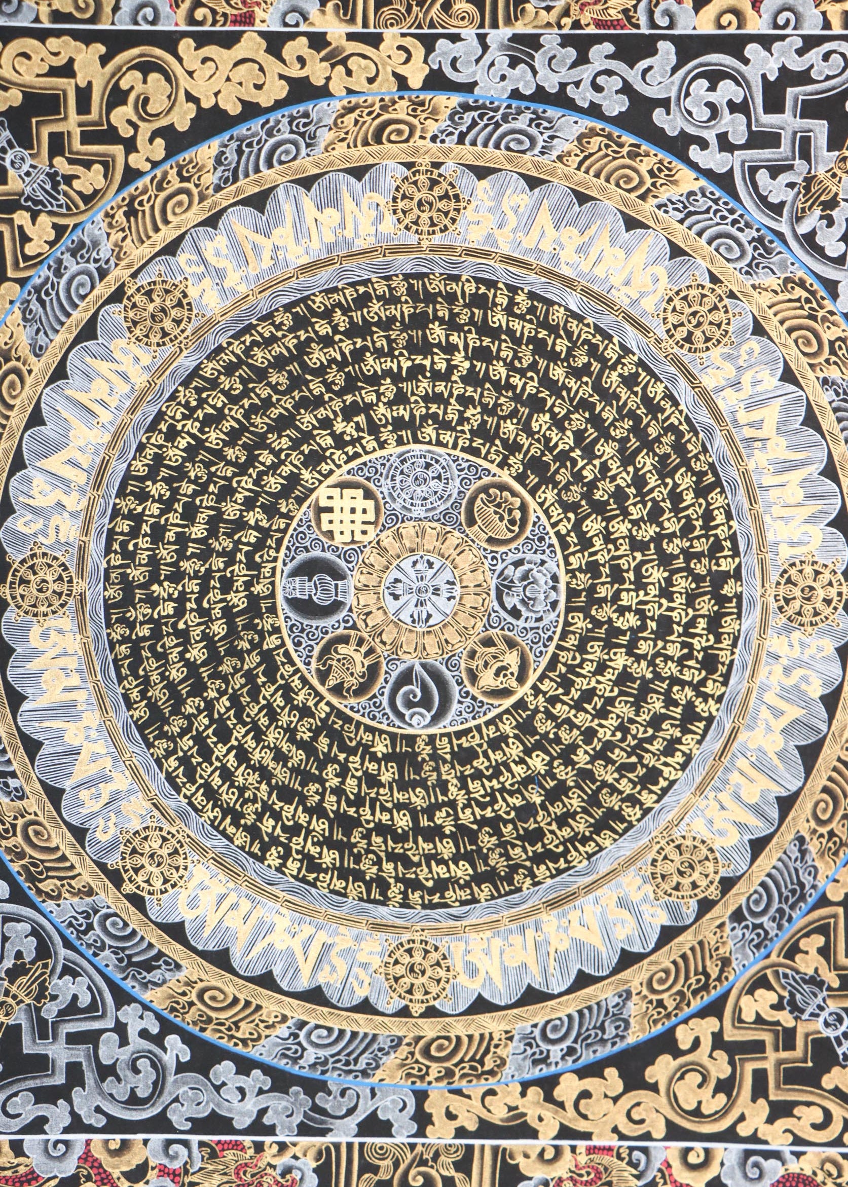Mantra mandala Thangka for yoga and meditation decor.