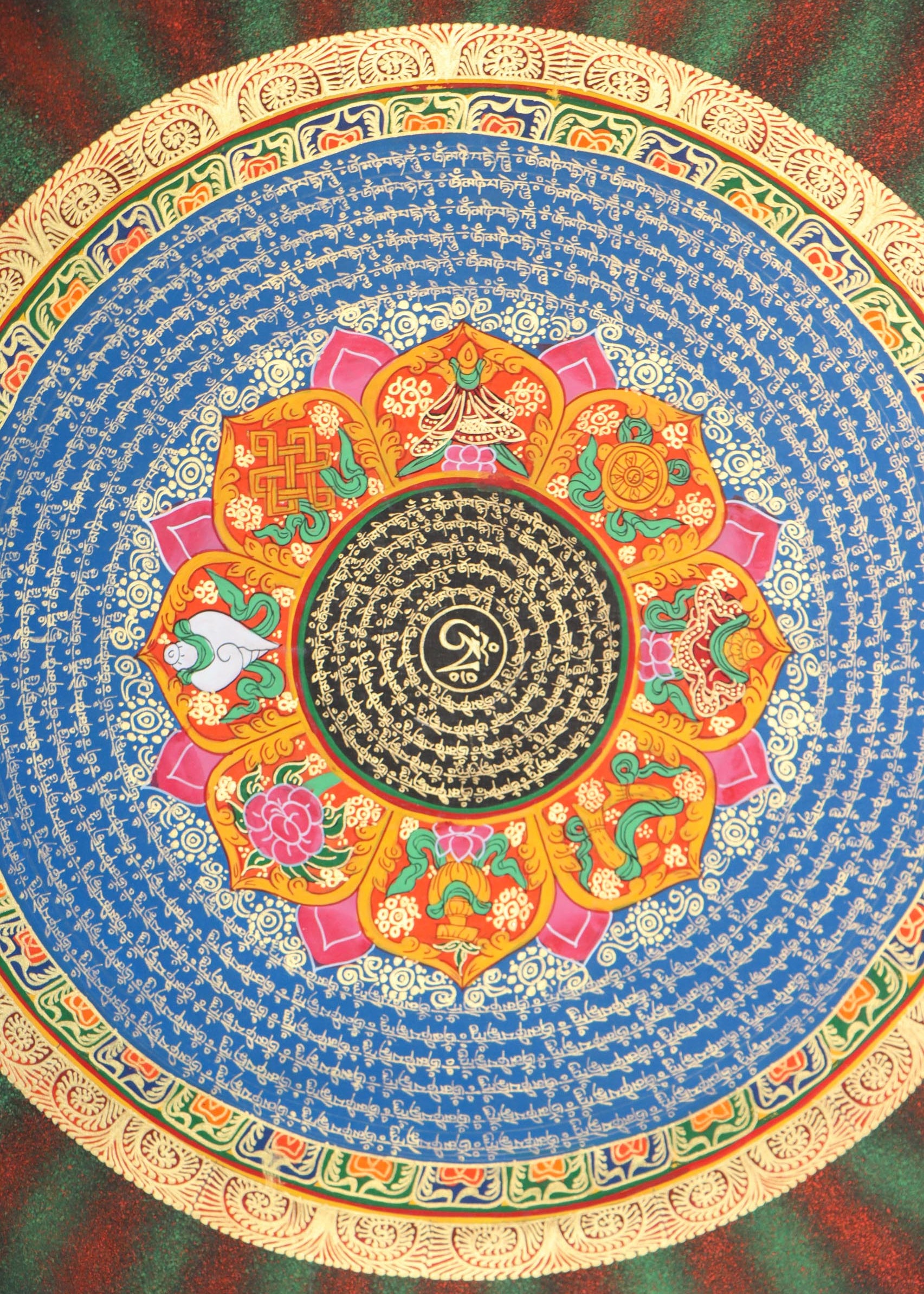 Mantra Mandala Thangka for mini altar spaces.