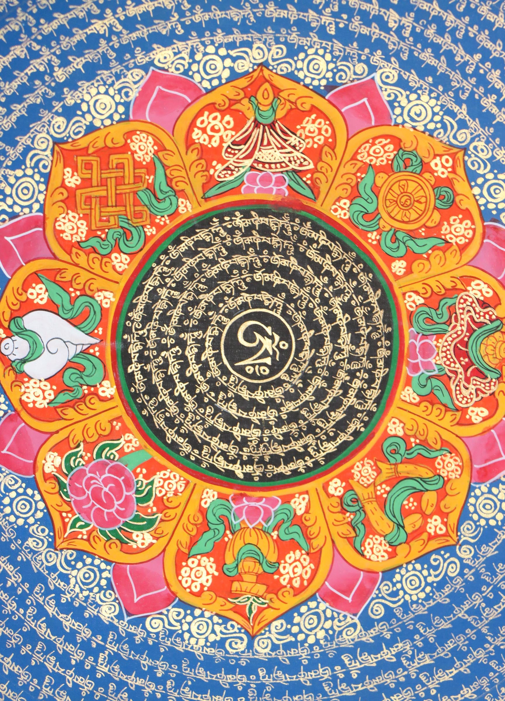 Mantra Mandala Thangka for mini altar spaces.
