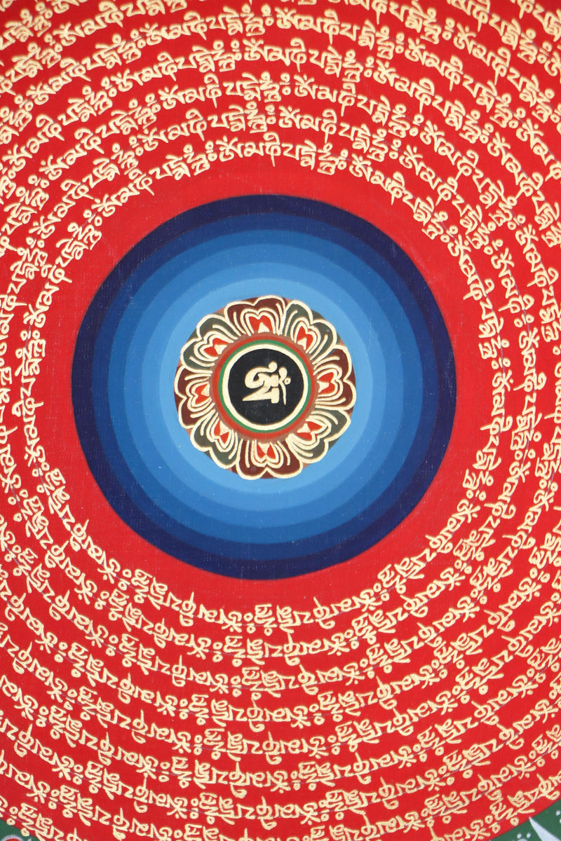 Mantra Mandala Thangka for good fortune, wealth, and spiritual well-being.