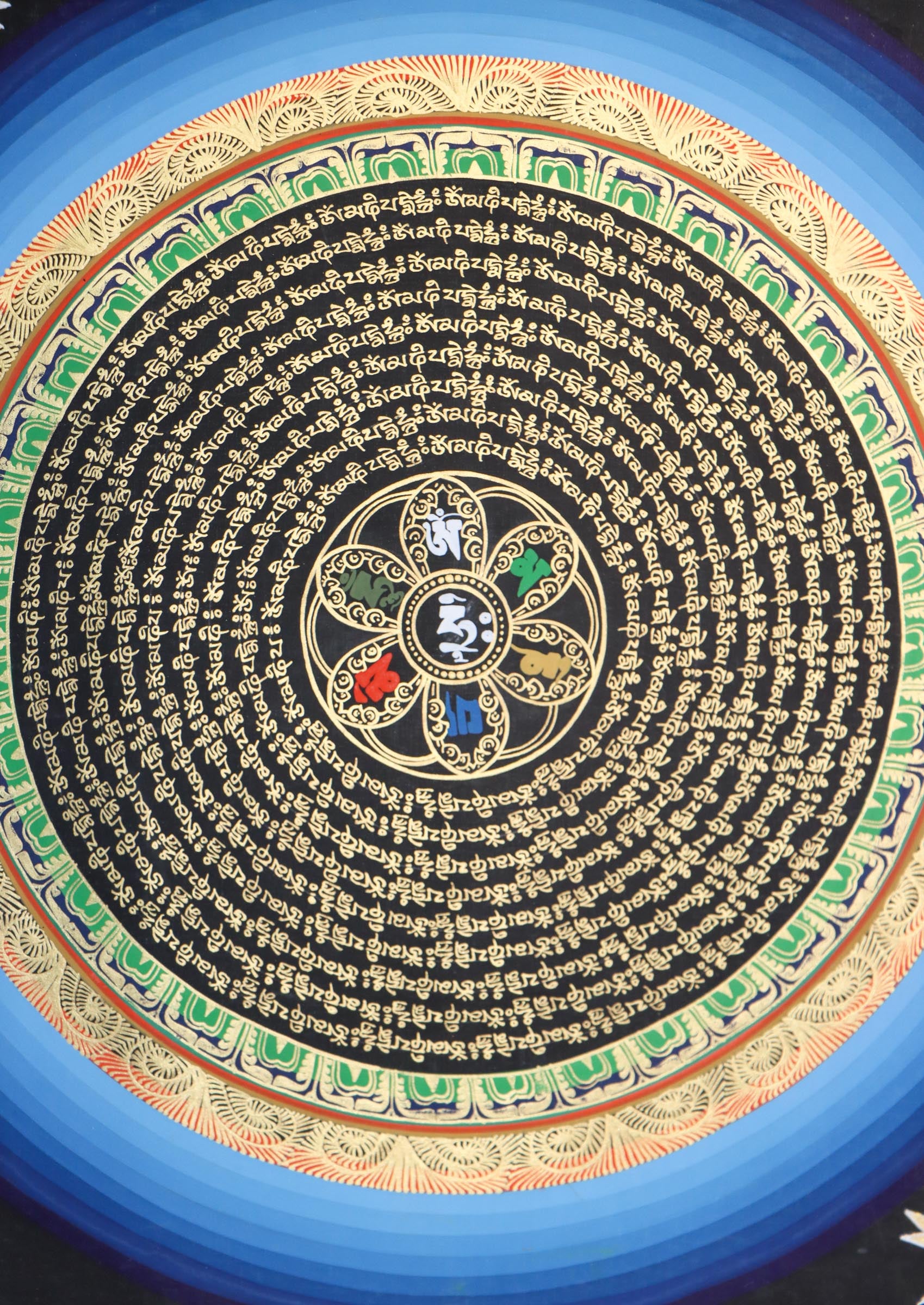 Mantra Mandala Thangka Painting is great for meditational decor.