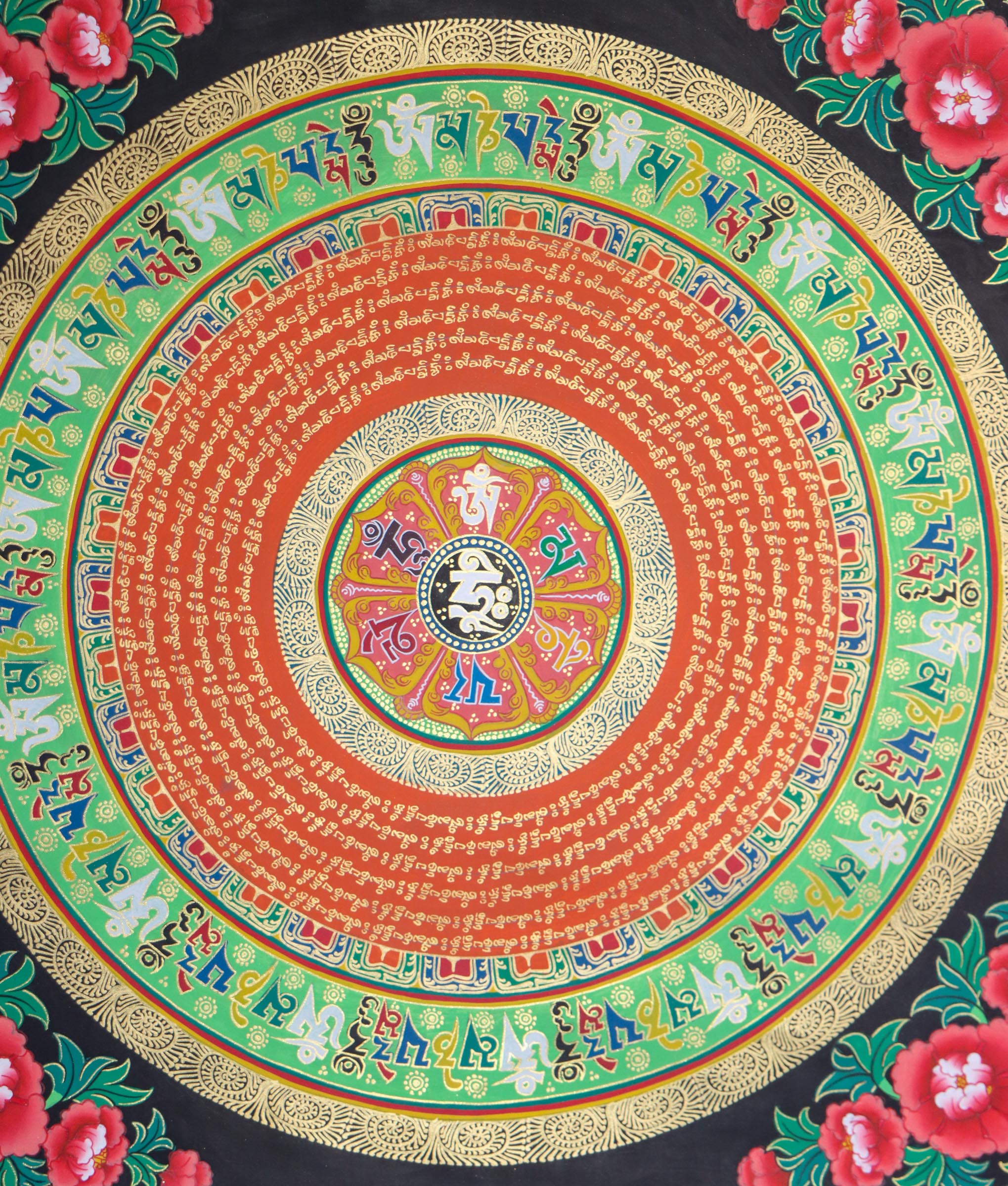 Mantra Mandala Thangka for positivity .