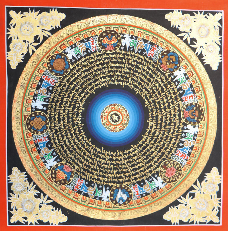 Mantra Mandala Thangka for  meditation and spiritual practice .