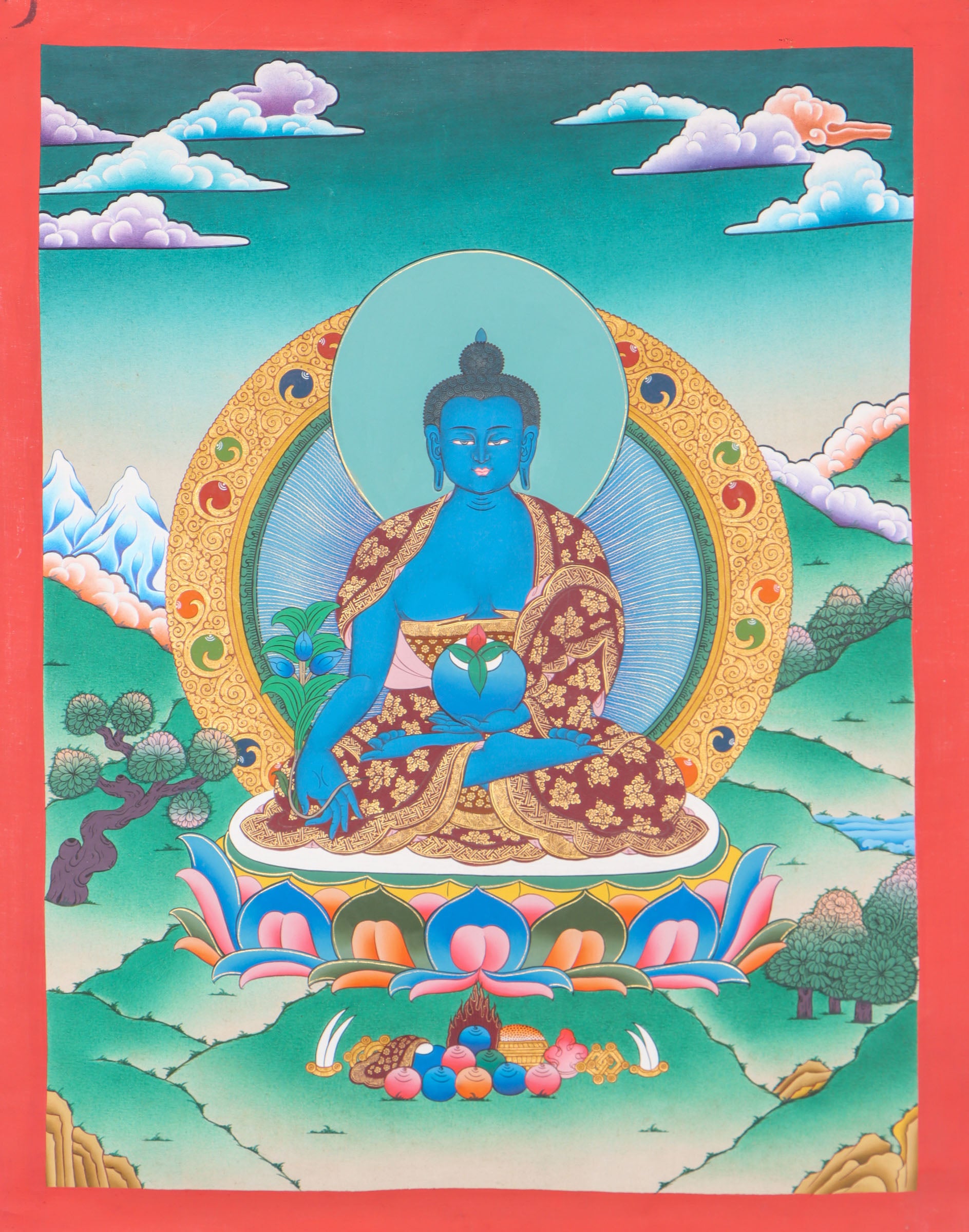 Medicine Buddha Thangka for   healing powers.