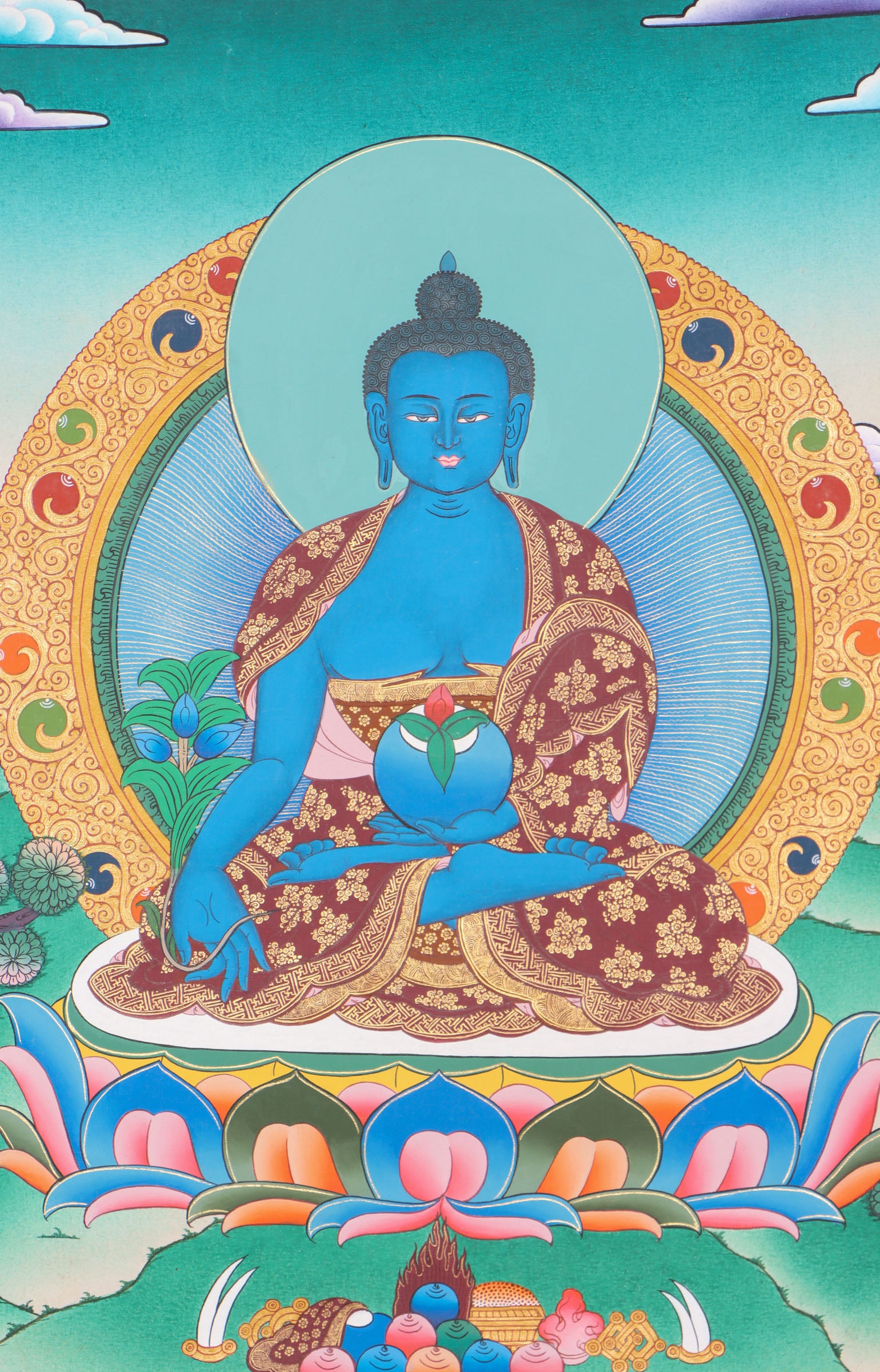 Medicine Buddha Thangka for healing powers.