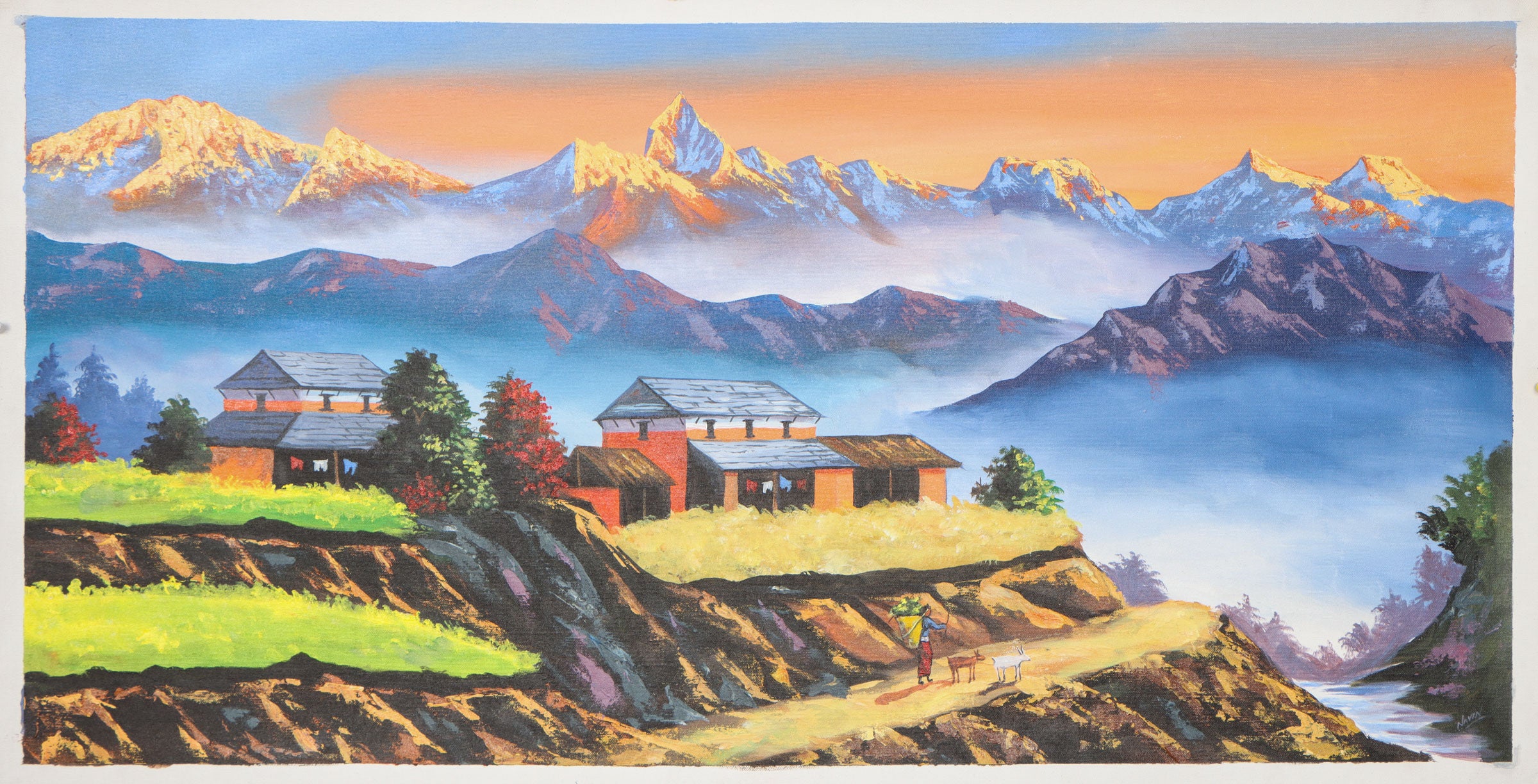 Oil Painting of Mount Everest for aesthetic wall decor.