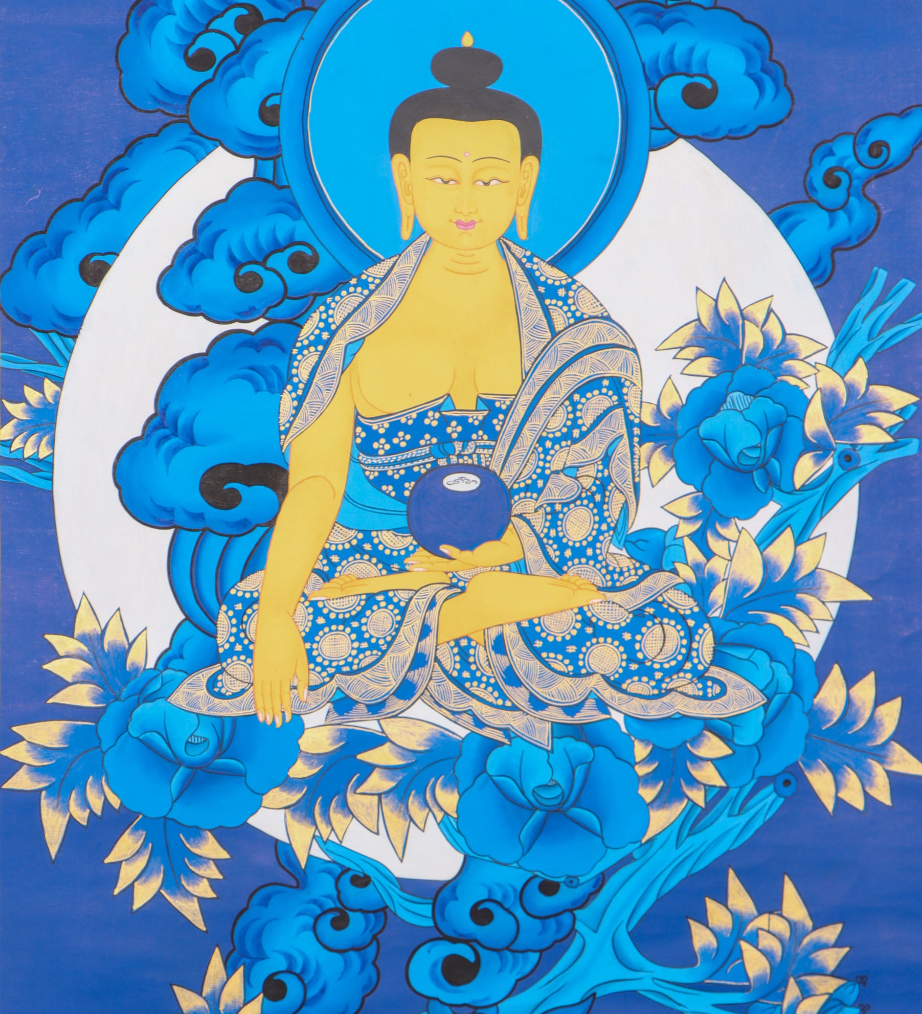 Shakyamuni Buddha Thangka for meditation and prayer.