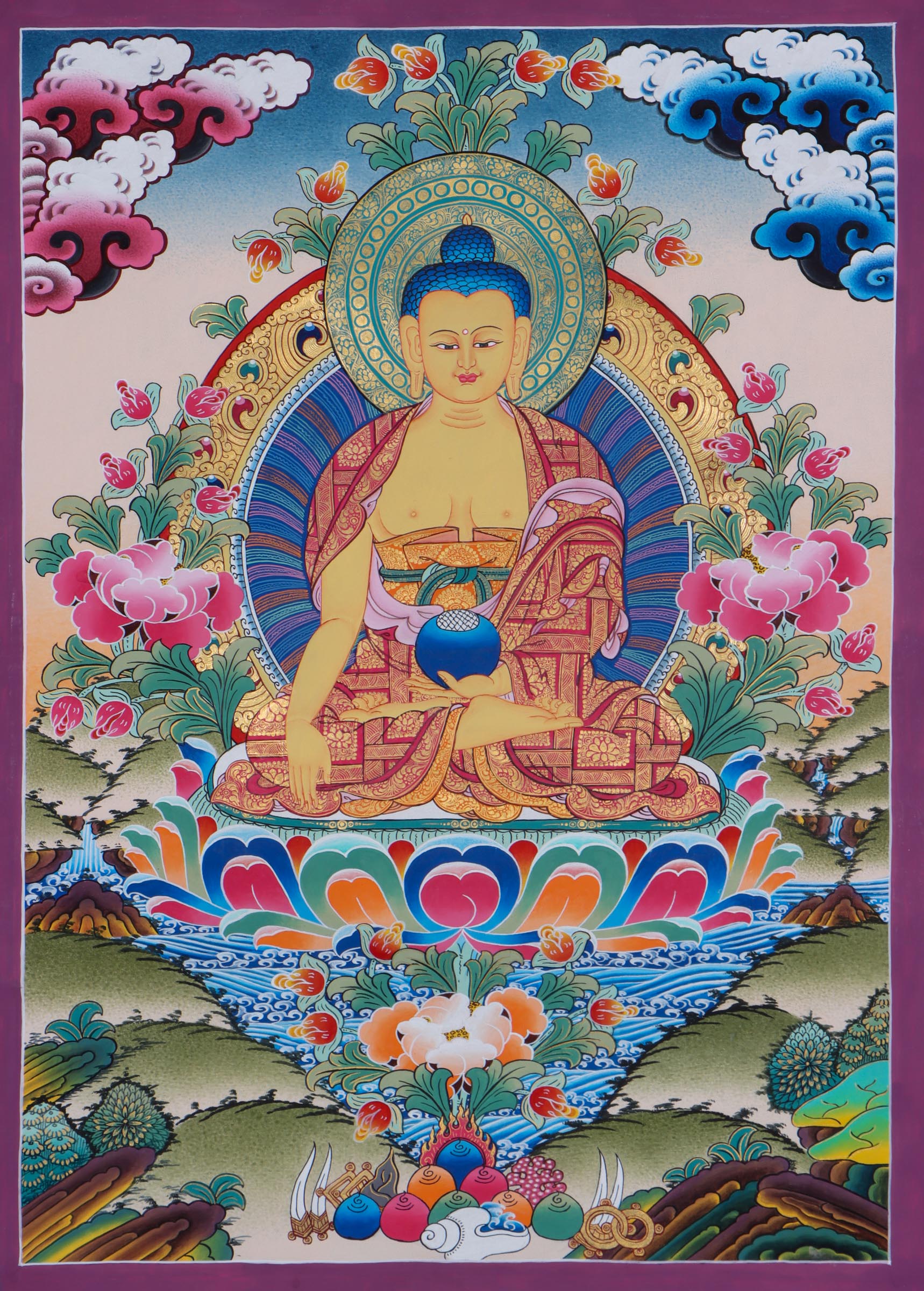 Enlightenment Buddha Thangka Painting for meditation and wall hanging home decor