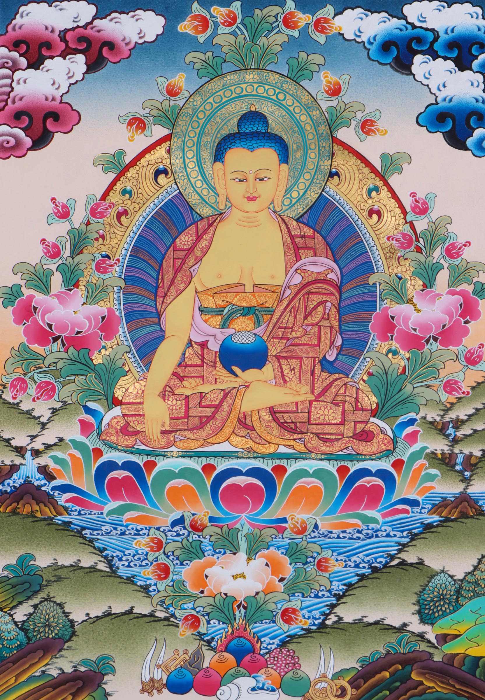 Enlightenment Buddha Thangka Painting for meditation and wall hanging home decor