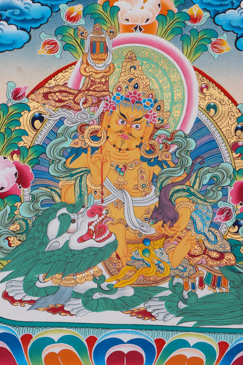 Zambala a wrathful deity of Tibetan Buddhism Thangka art for prosperity and abundance