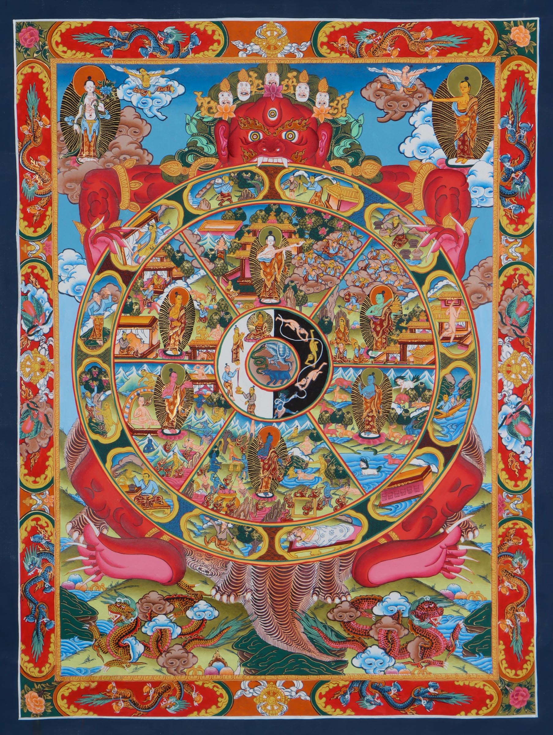 The Samsara Thangka Painting - Wheel of life- Ton Canvas