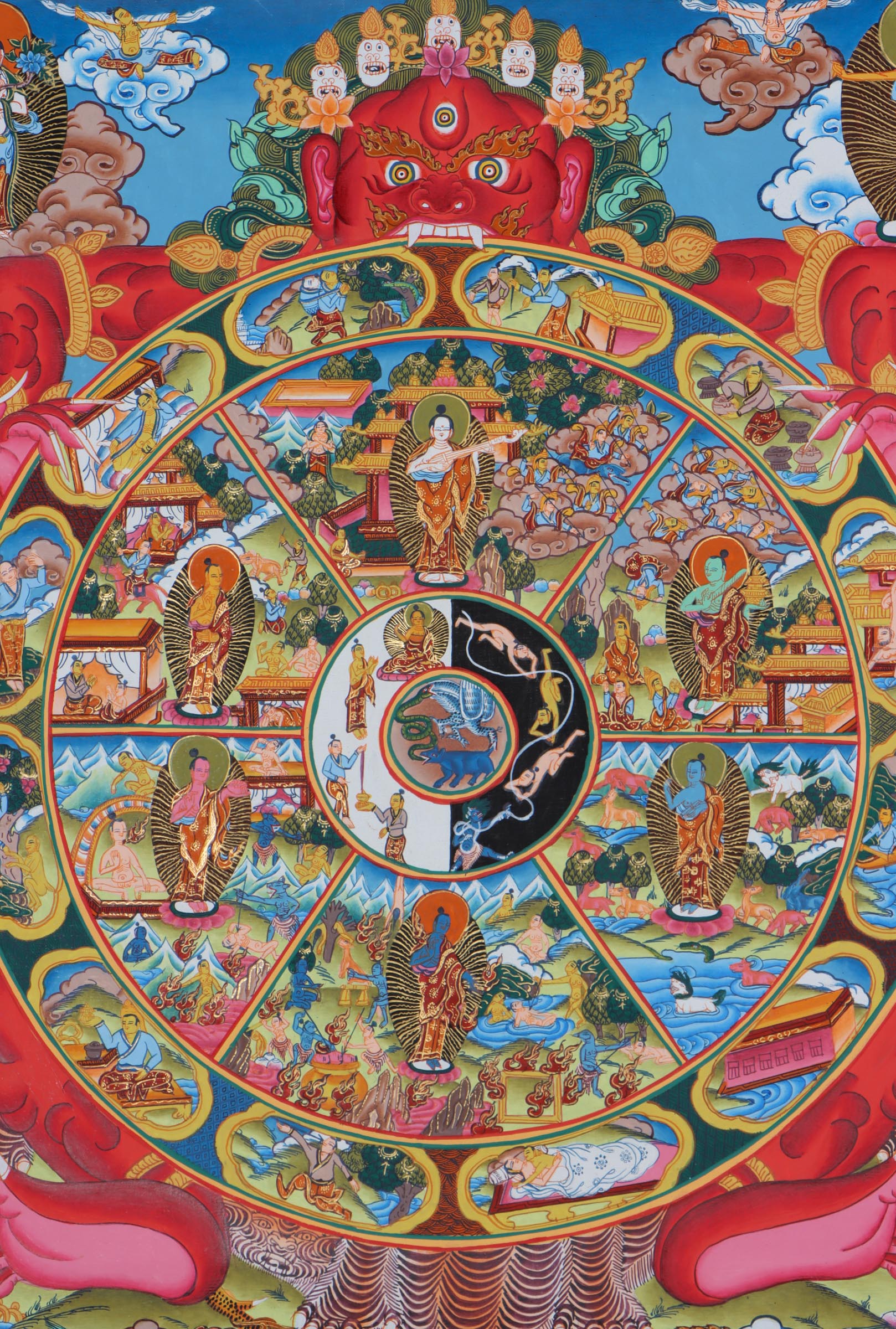 The Samsara Thangka Painting - Wheel of life on Canvas