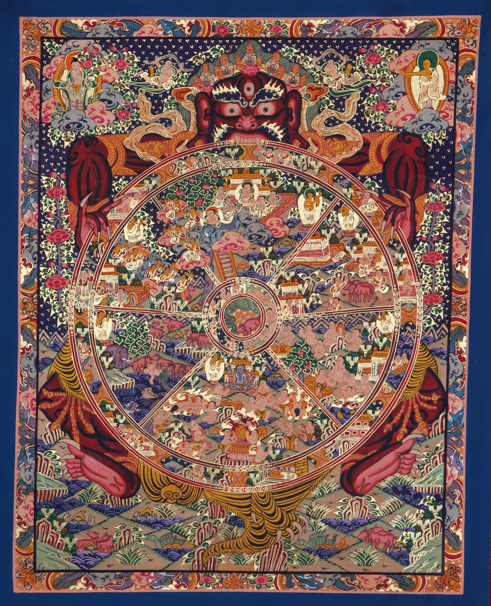 Wheel of Life thangka for meditation and teaching aid .