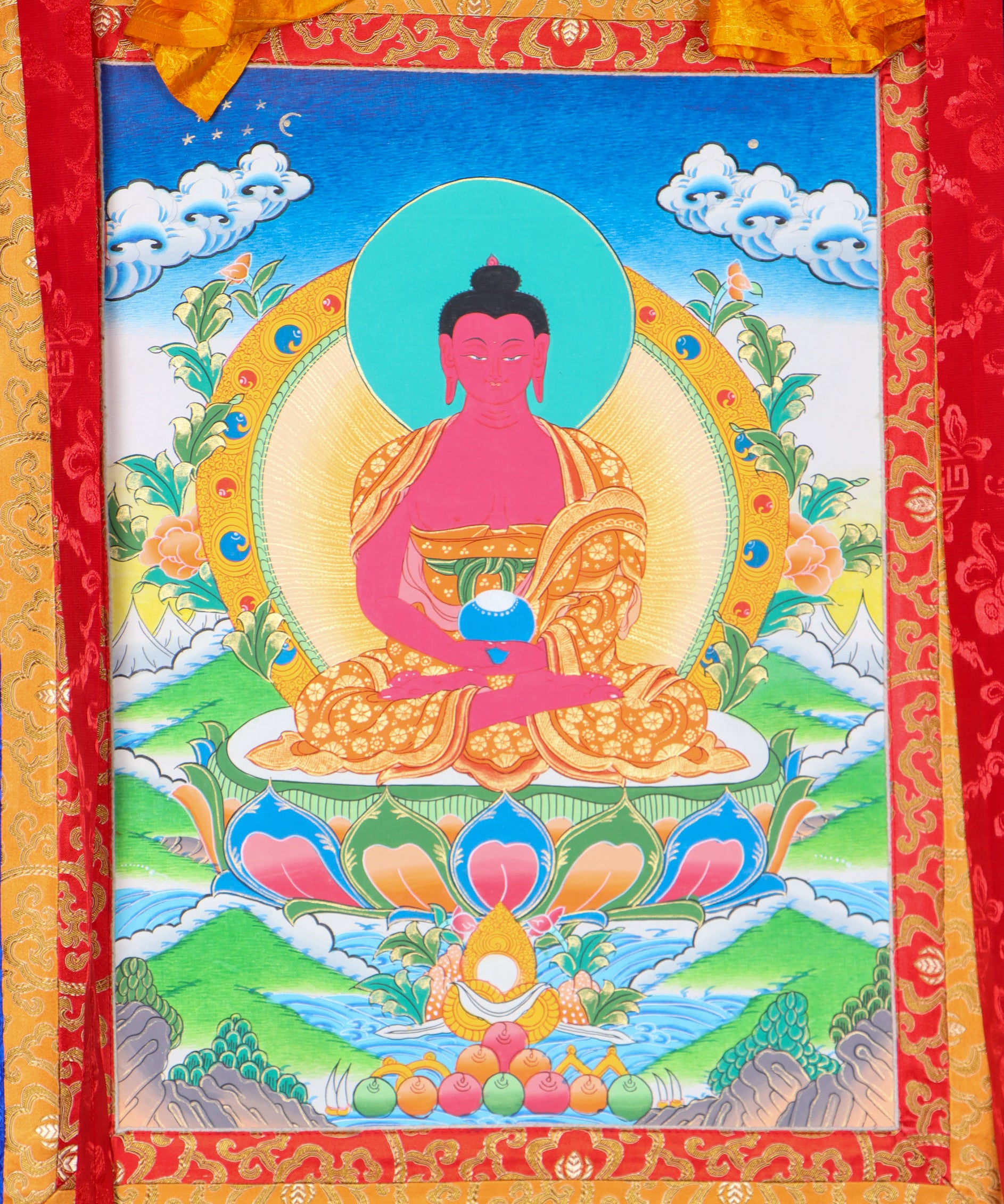  Amitabha Brocade Thangka painting for wisdom and enlightment.