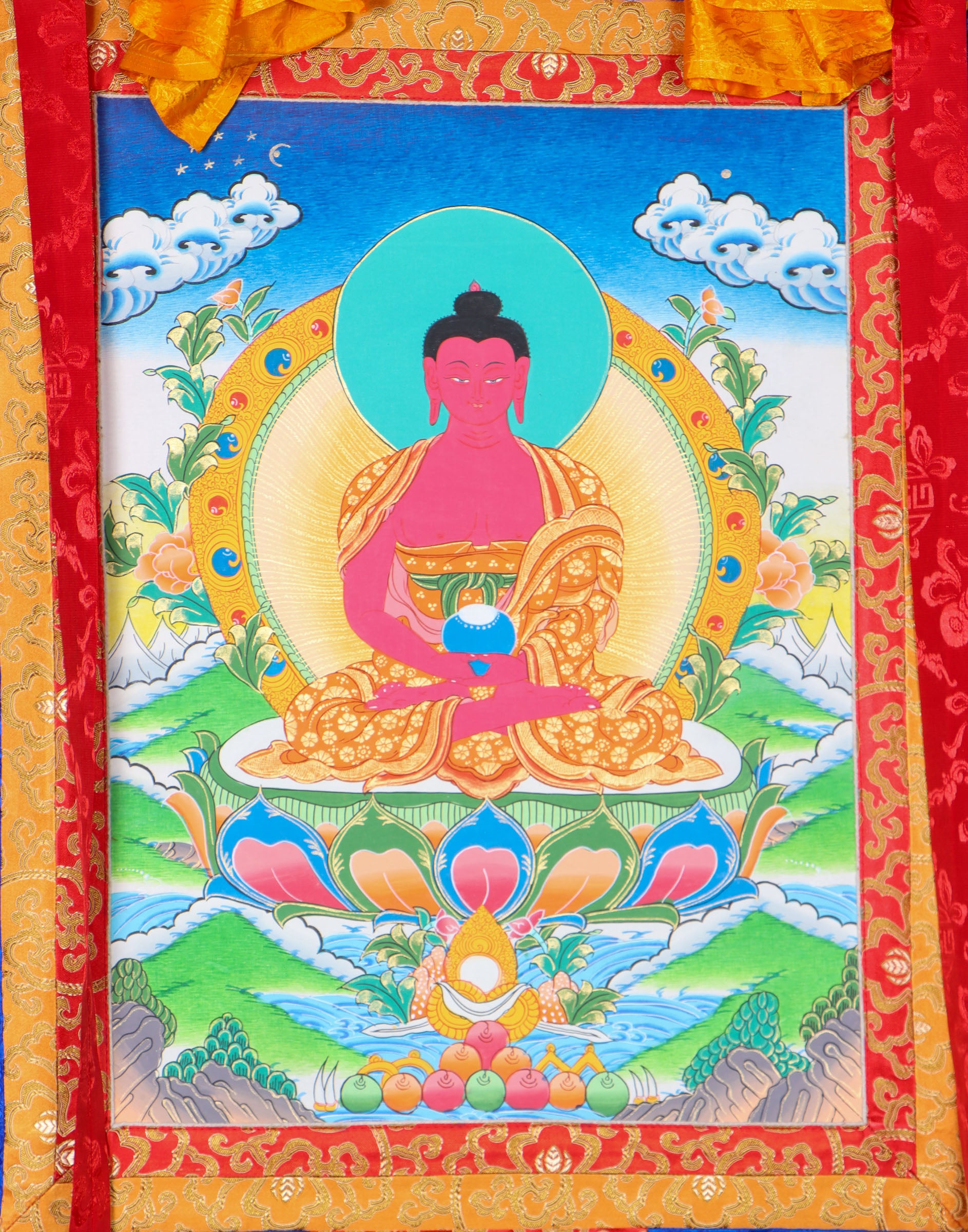  Amitabha Brocade Thangka painting for wisdom and enlightment.