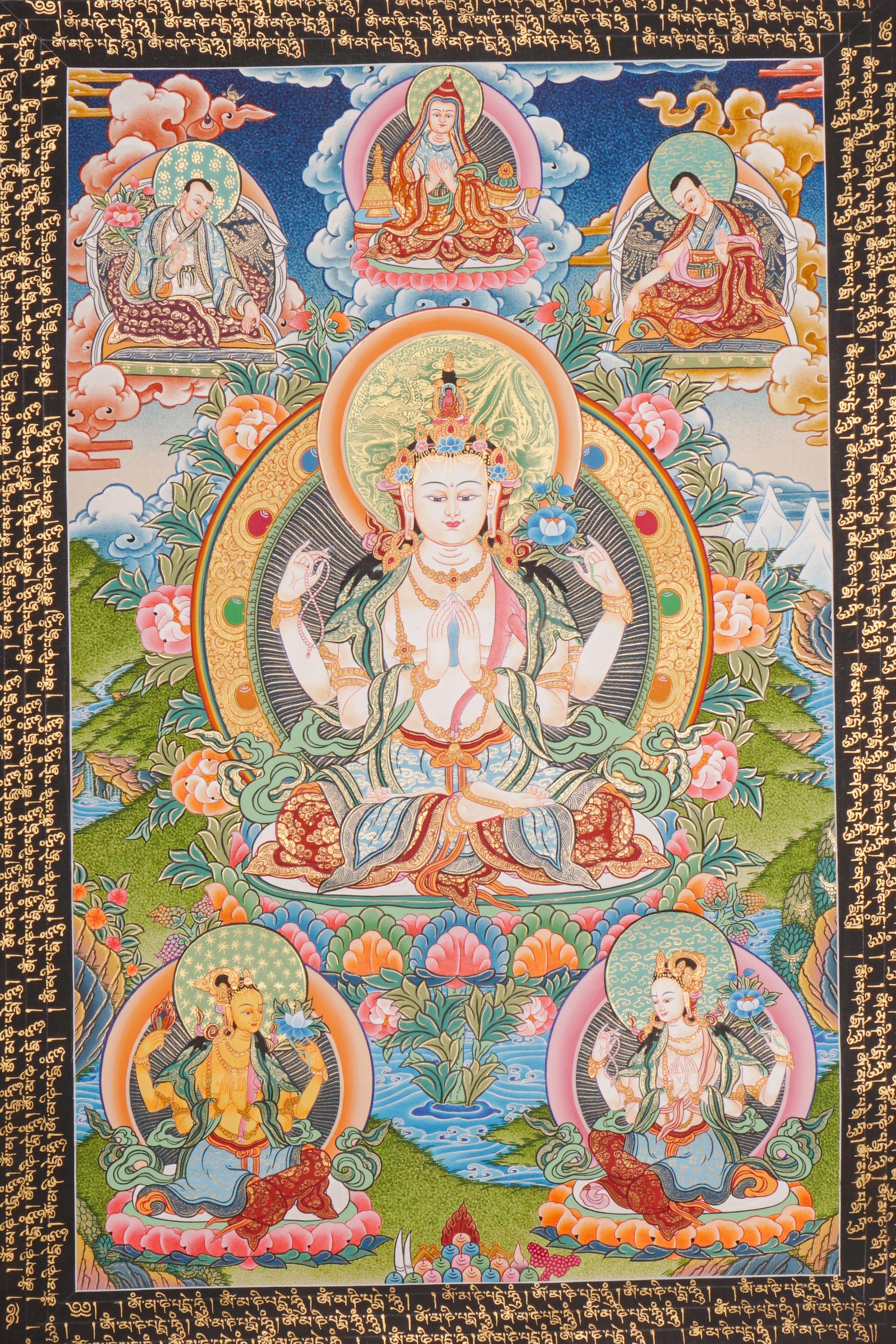 Chengresi Thangka - Handpainted by skillful artisan - Himalayas Shop