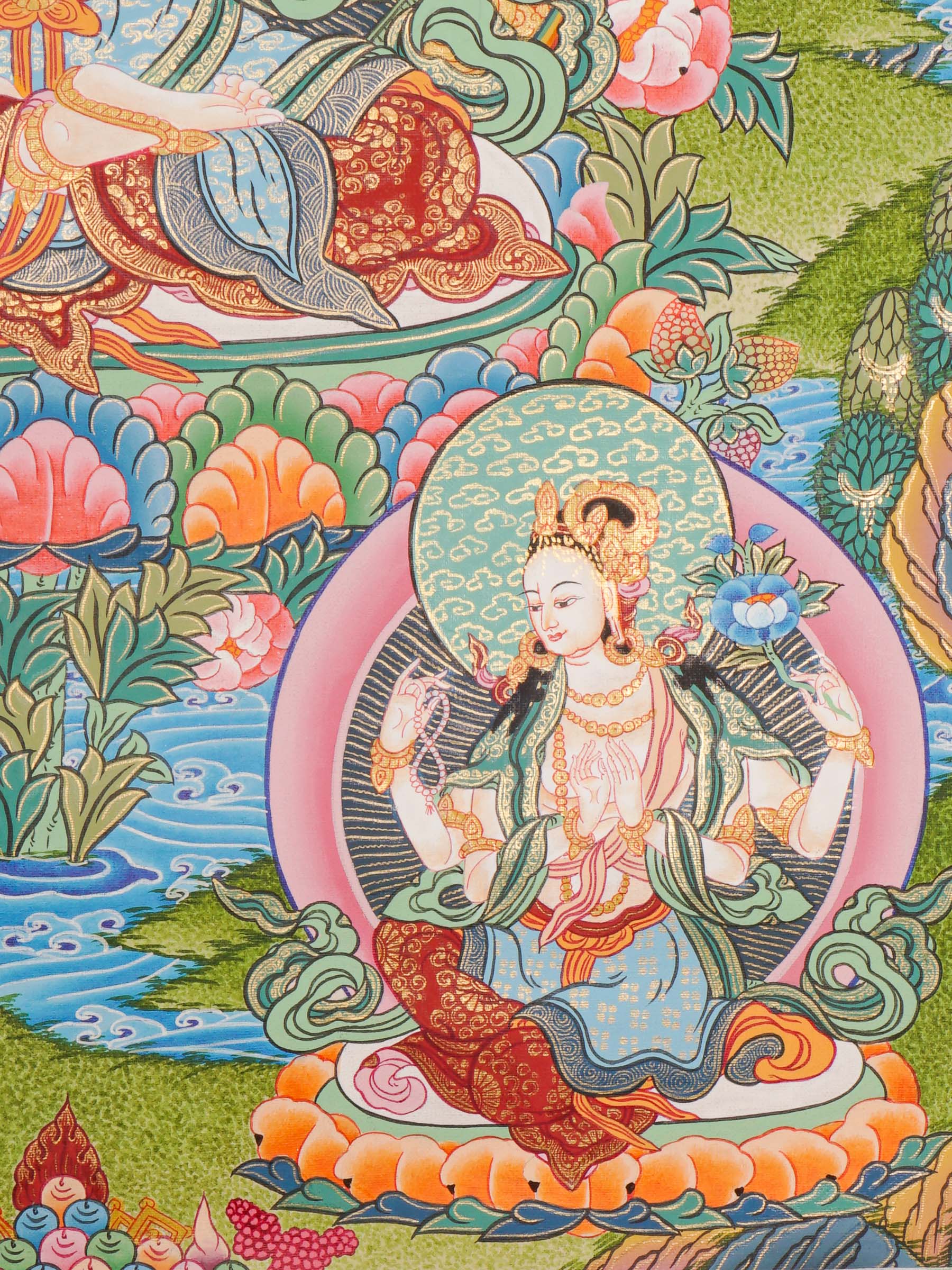 Chengresi Thangka - Handpainted by skillful artisan - Himalayas Shop