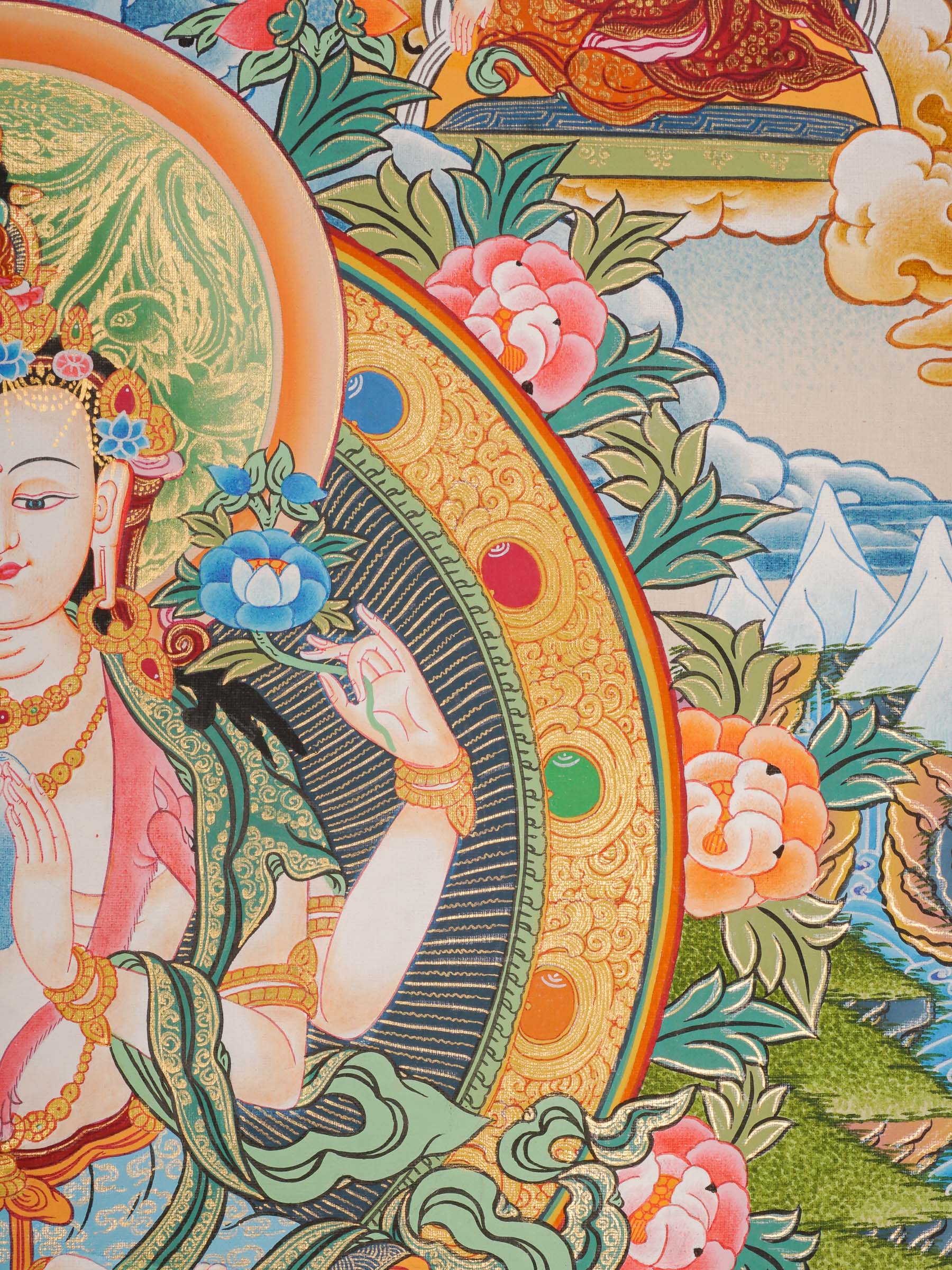 Chengresi Thangka - Handpainted by skillful artisan - Himalayas Shop