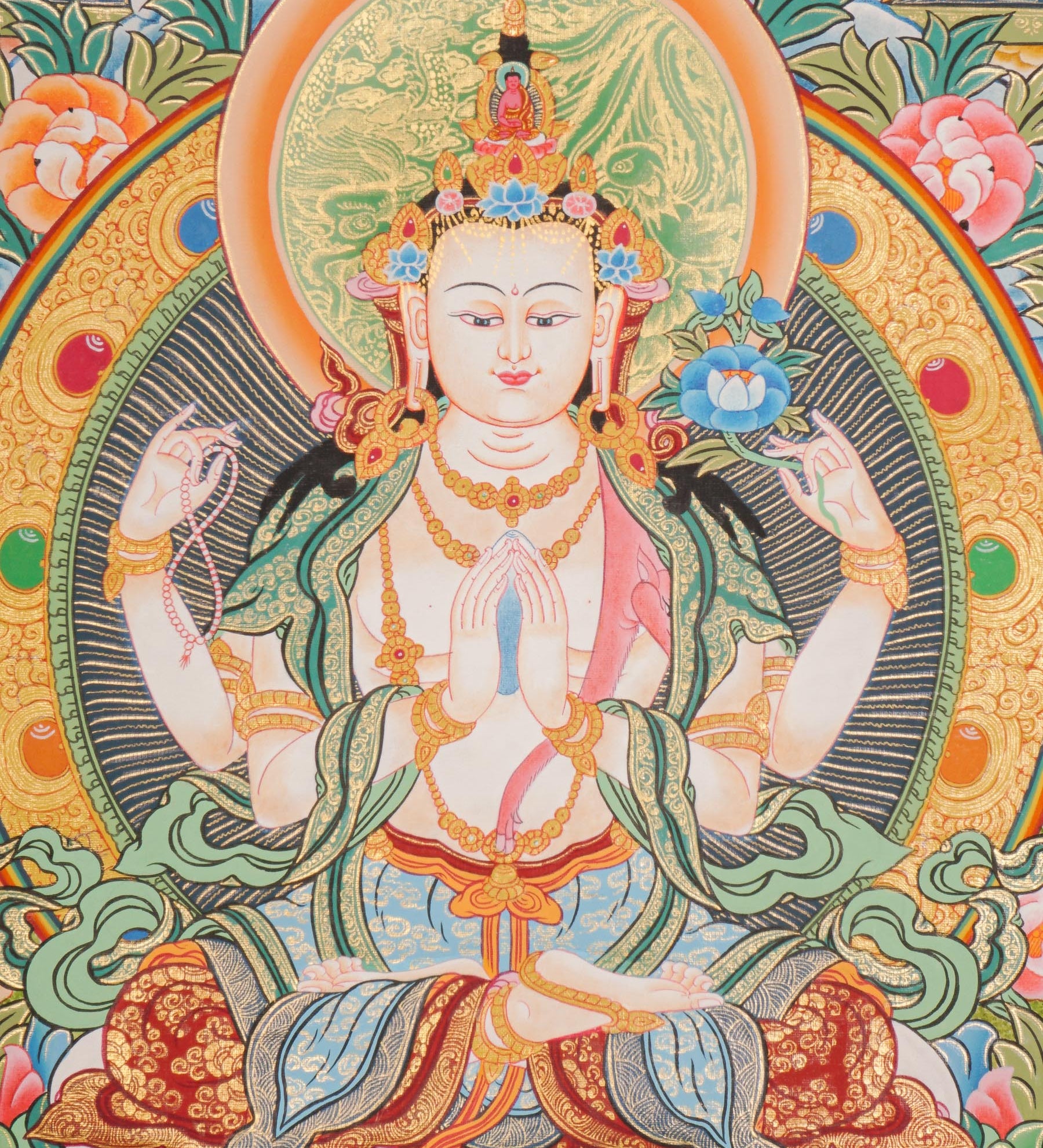 Chengresi Thangka - Handpainted by skillful artisan - Himalayas Shop
