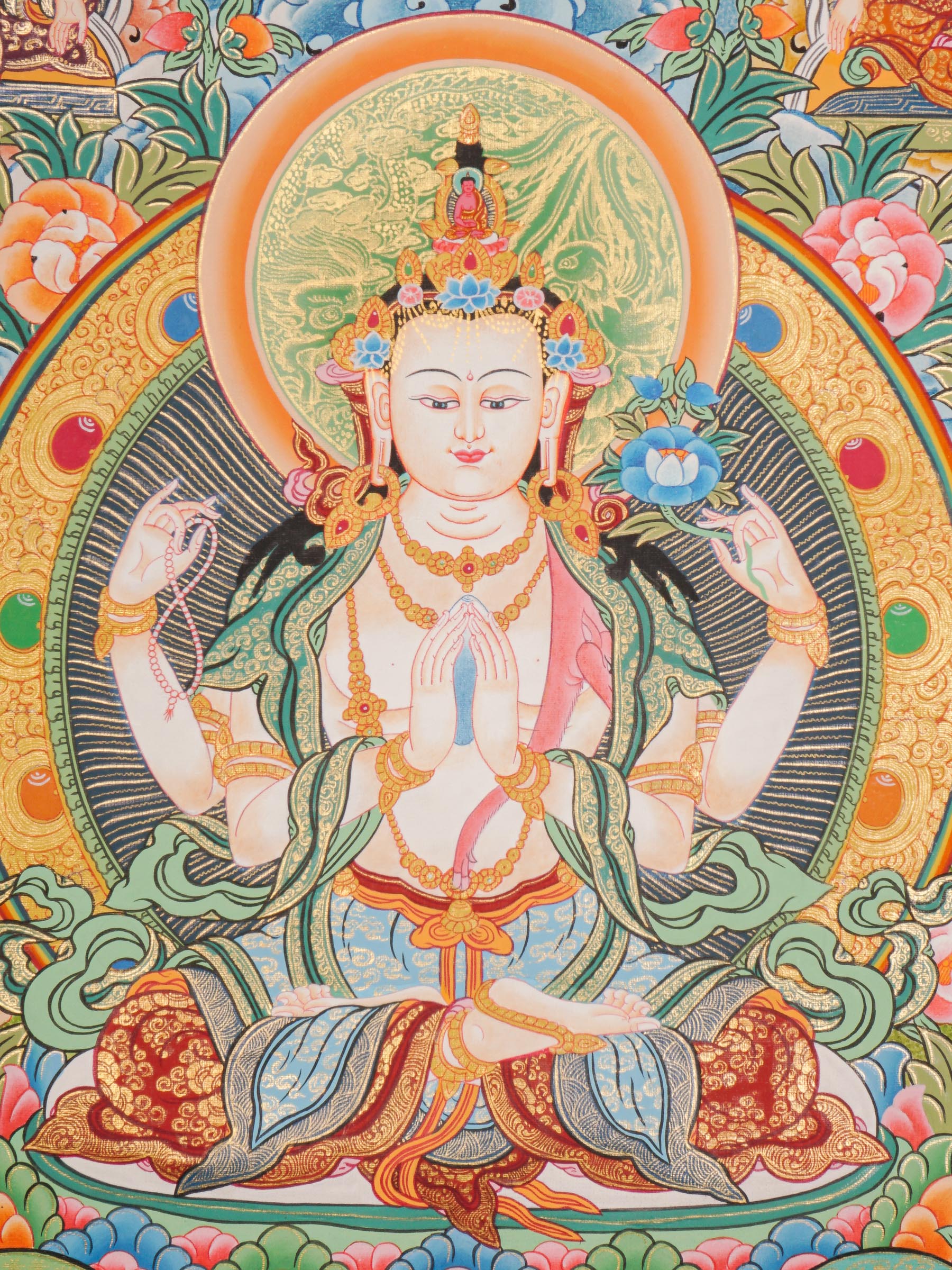 Chengresi Thangka - Handpainted by skillful artisan - Himalayas Shop