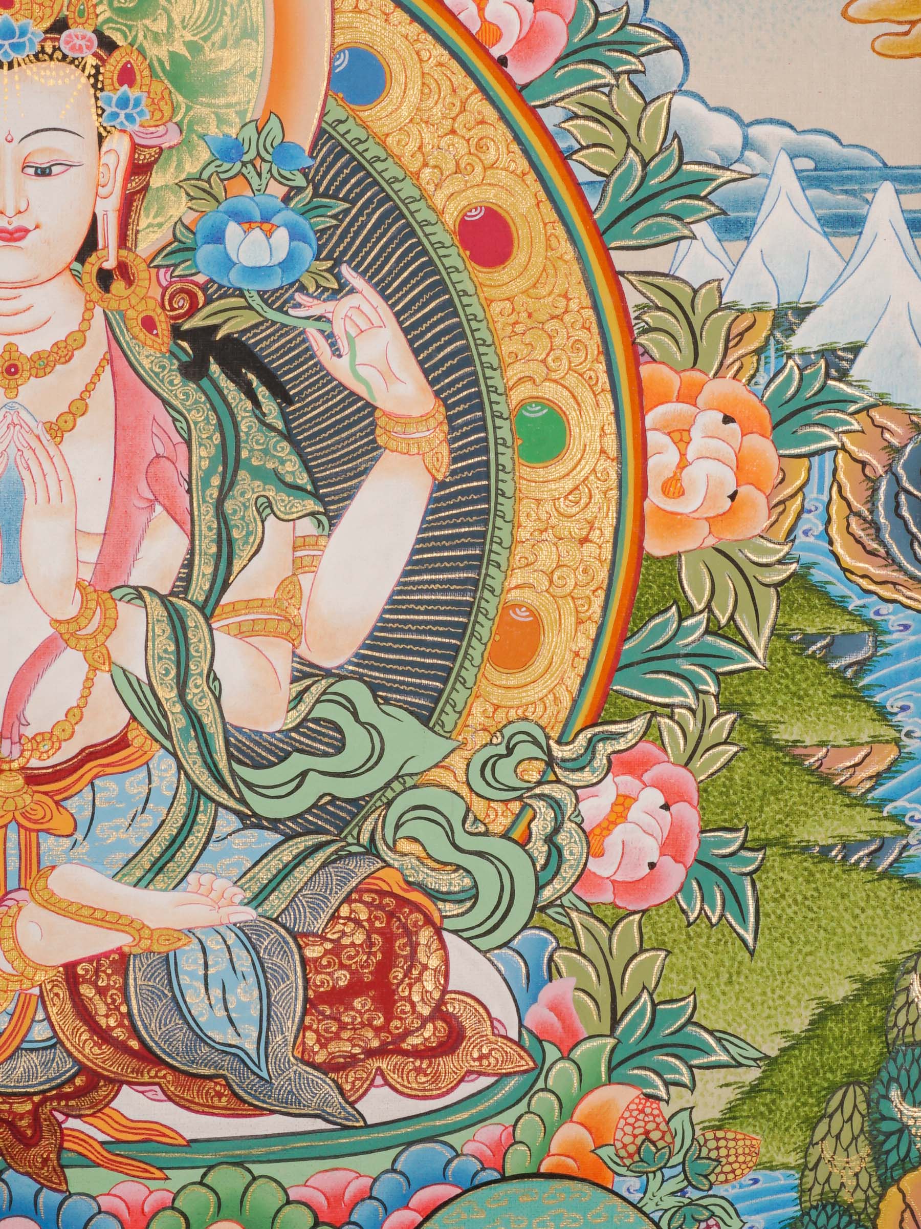 Chengresi Thangka - Handpainted by skillful artisan - Himalayas Shop