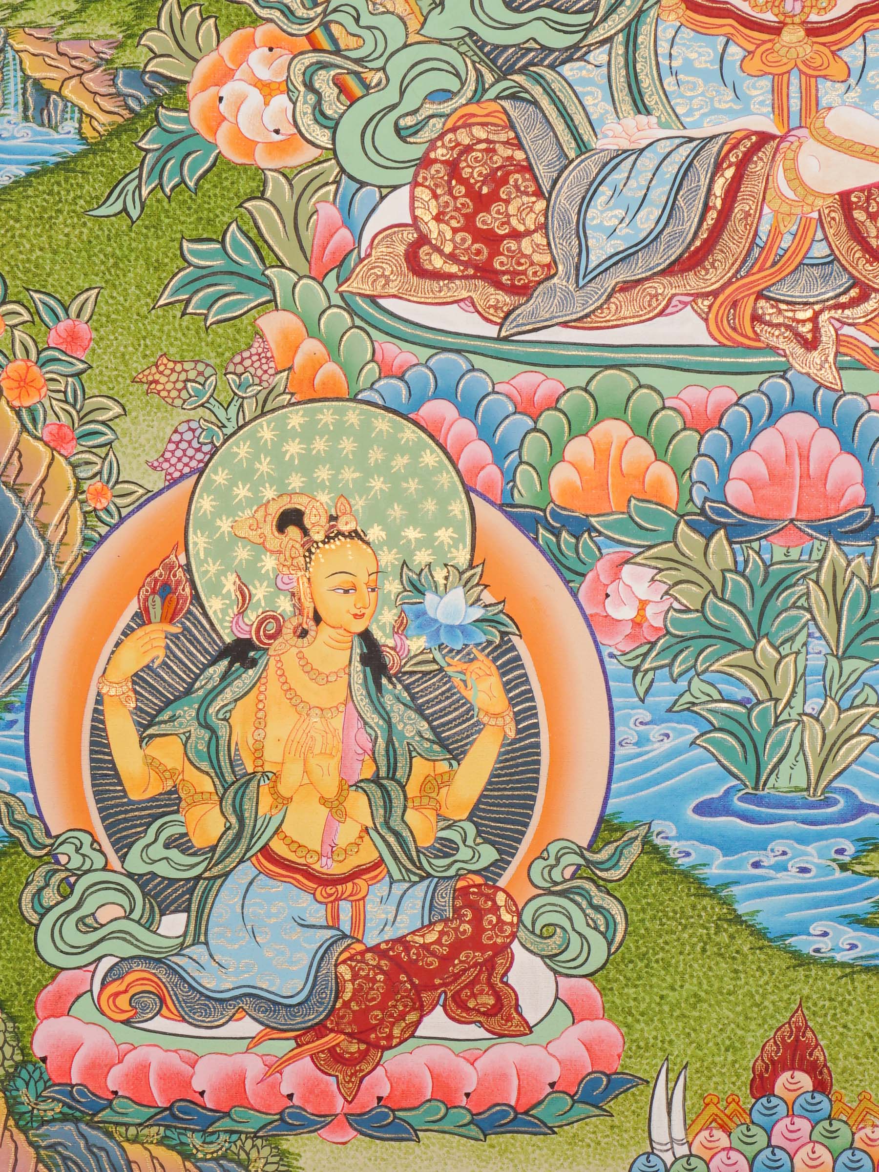 Chengresi Thangka - Handpainted by skillful artisan - Himalayas Shop