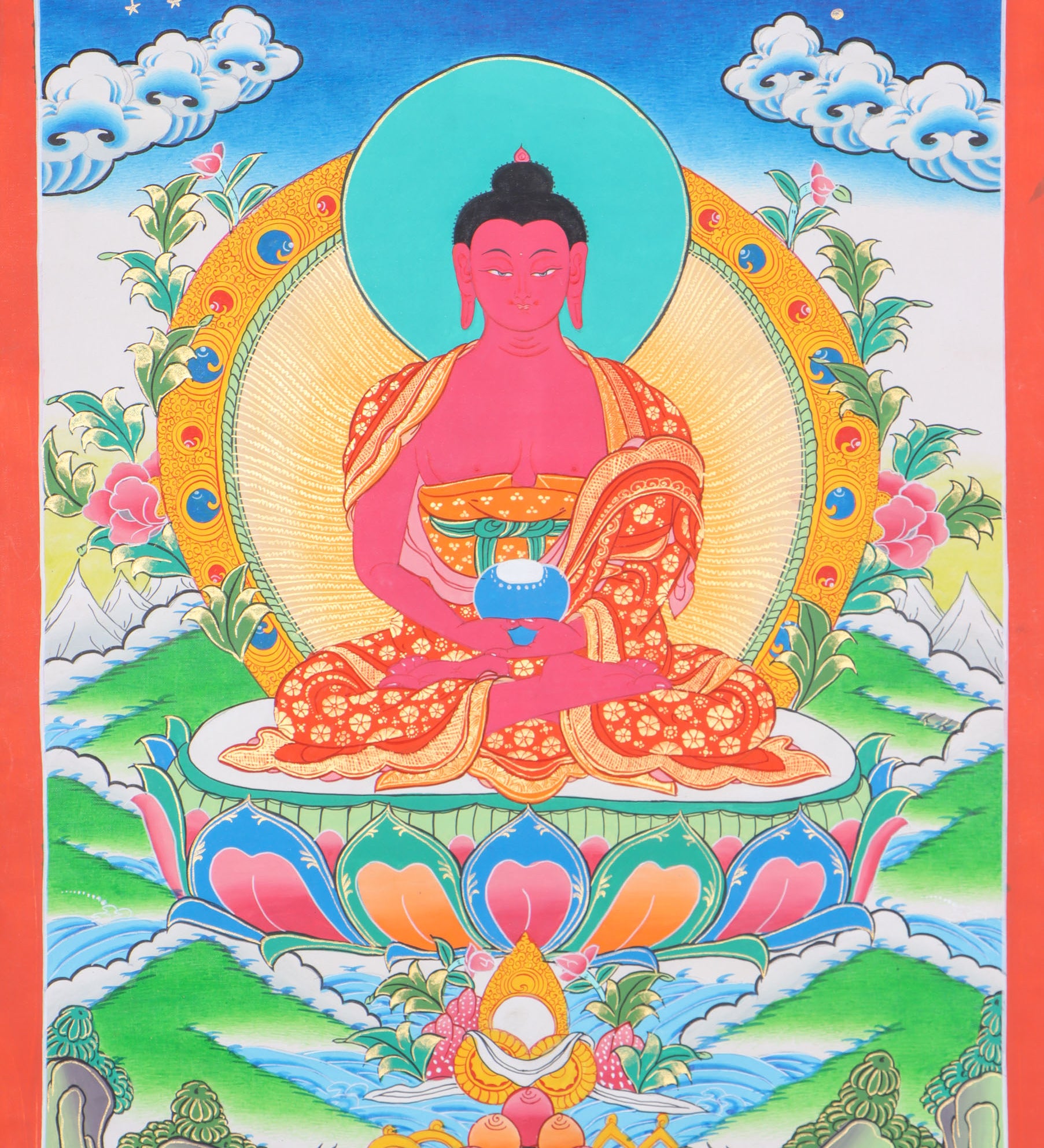 Amitabha Thangka for spiritual connections, aid concentration, and generate positive energy.