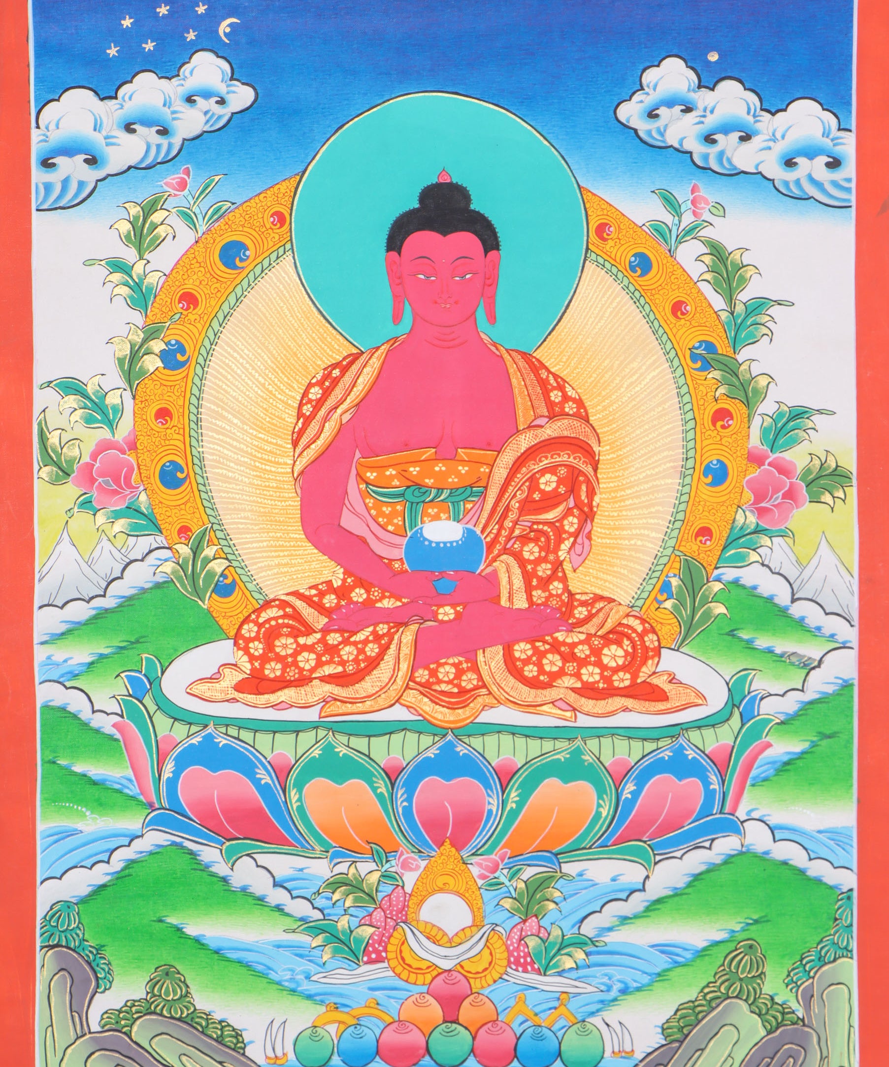 Amitabha Thangka for spiritual connections, aid concentration, and generate positive energy.