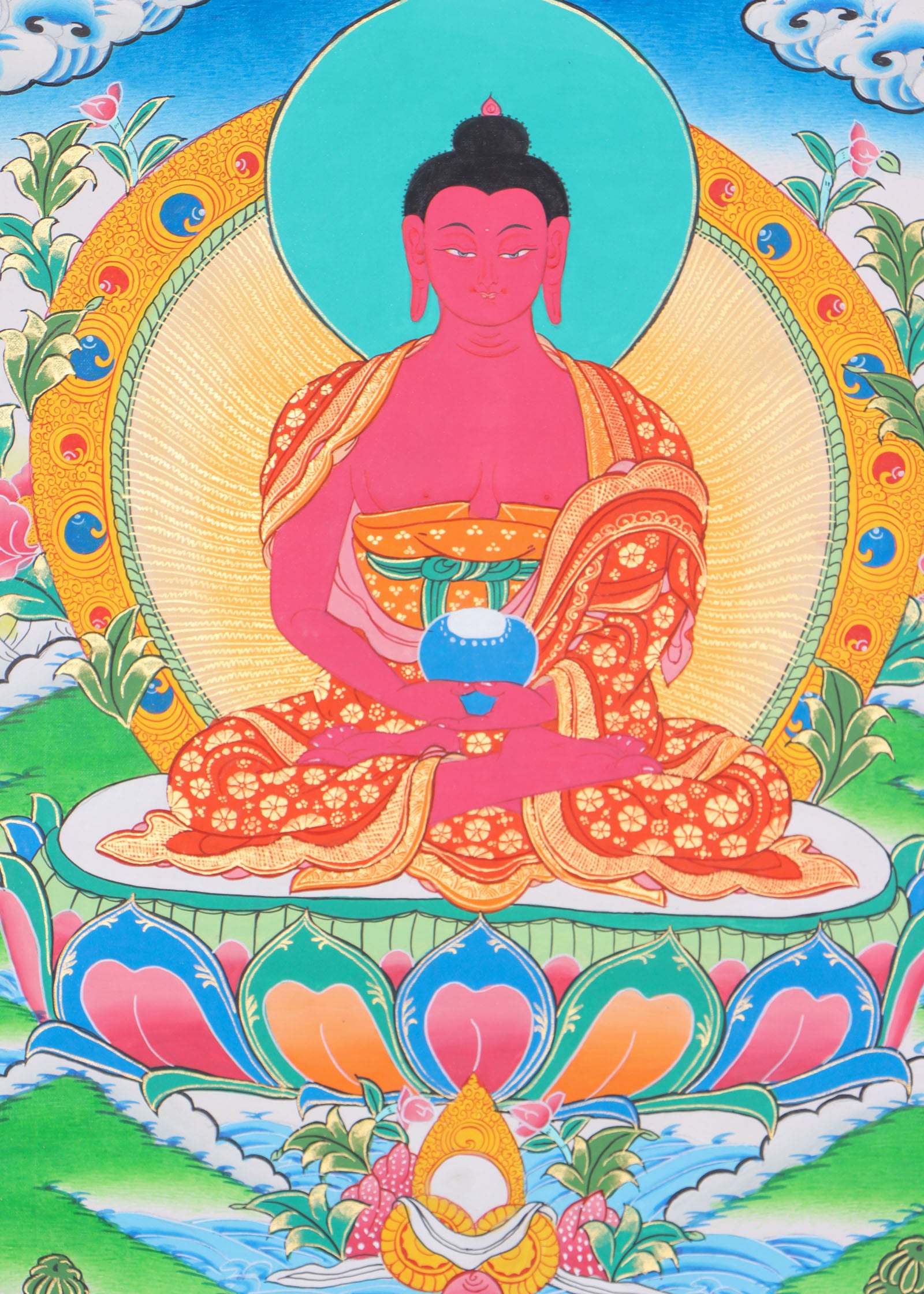 Amitabha Thangka for spiritual connections, aid concentration, and generate positive energy.