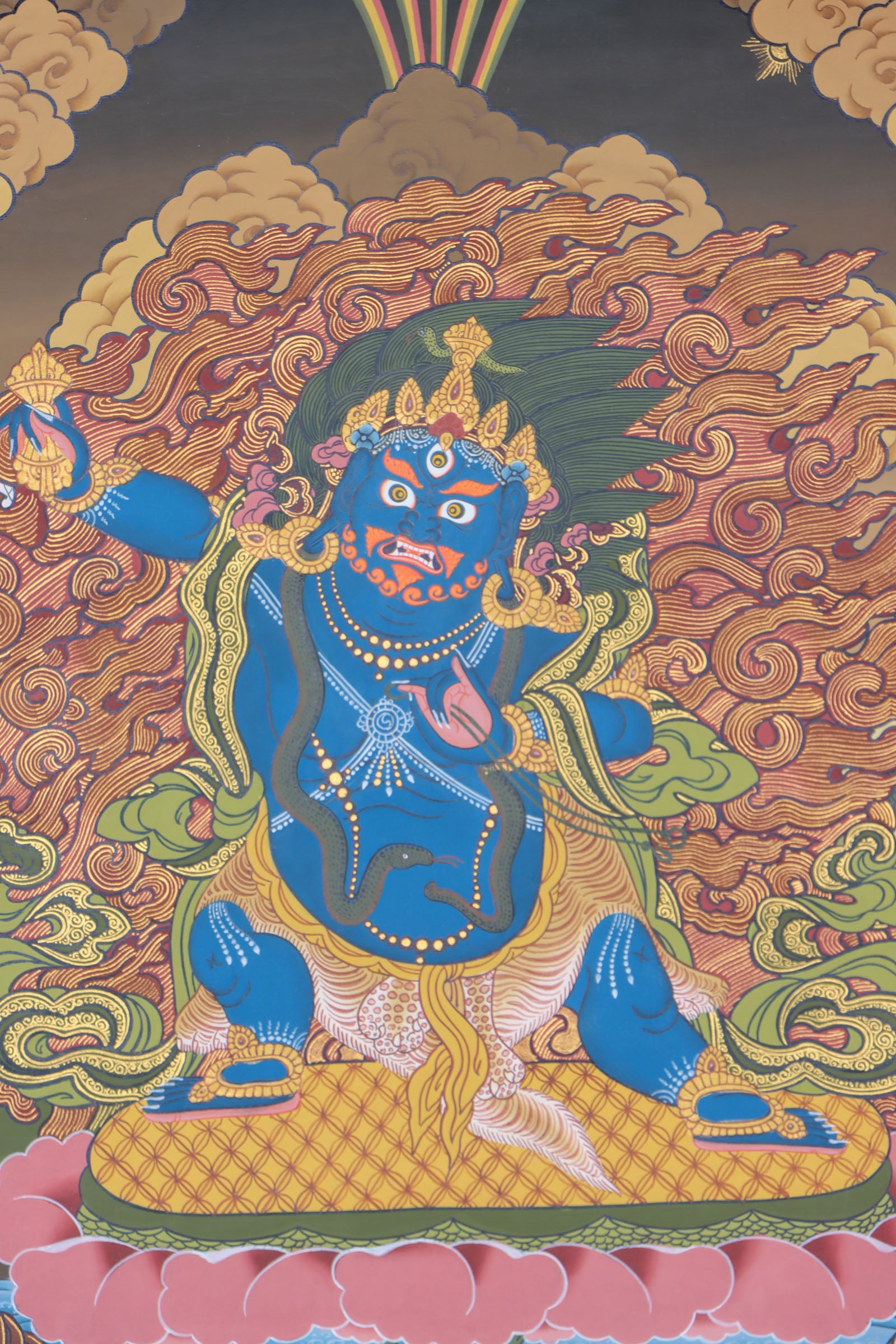 Vajrapani Thangka painting of wrathful form Buddhist deity
