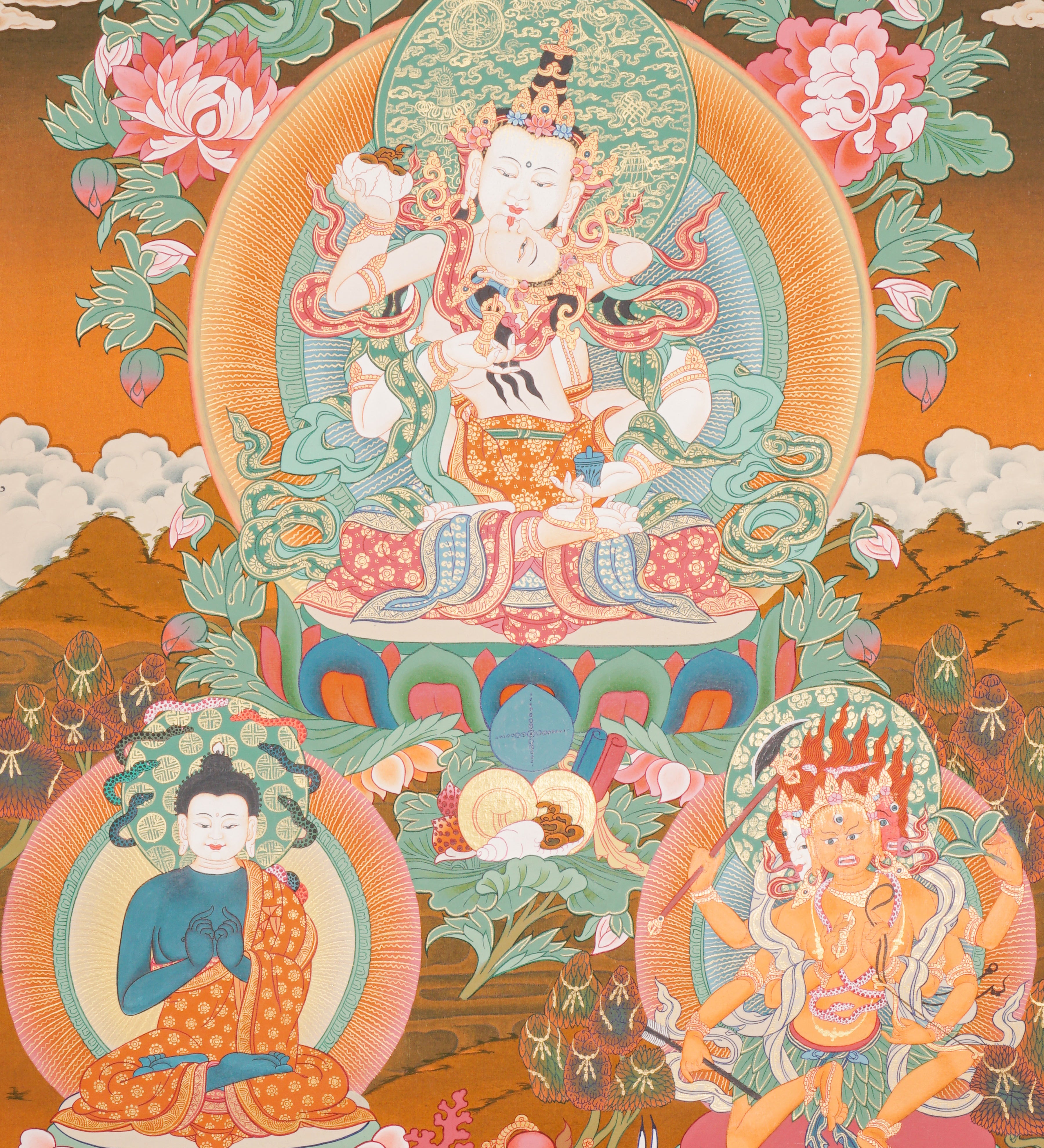 Vajrasattwa Shakti Thangka Painting for prayer and meditation.