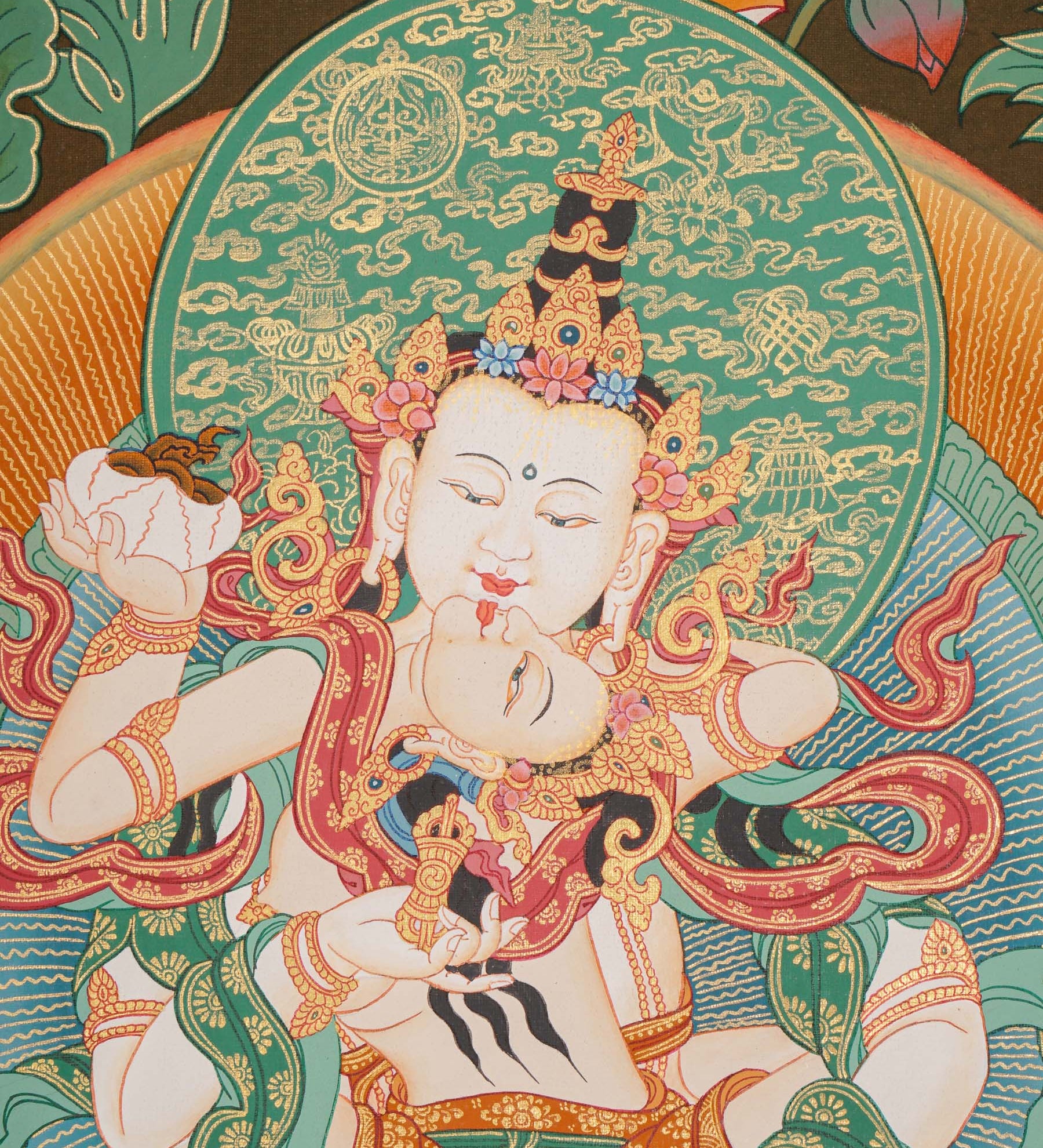 Vajrasattwa Shakti Thangka Painting for prayer and meditation.