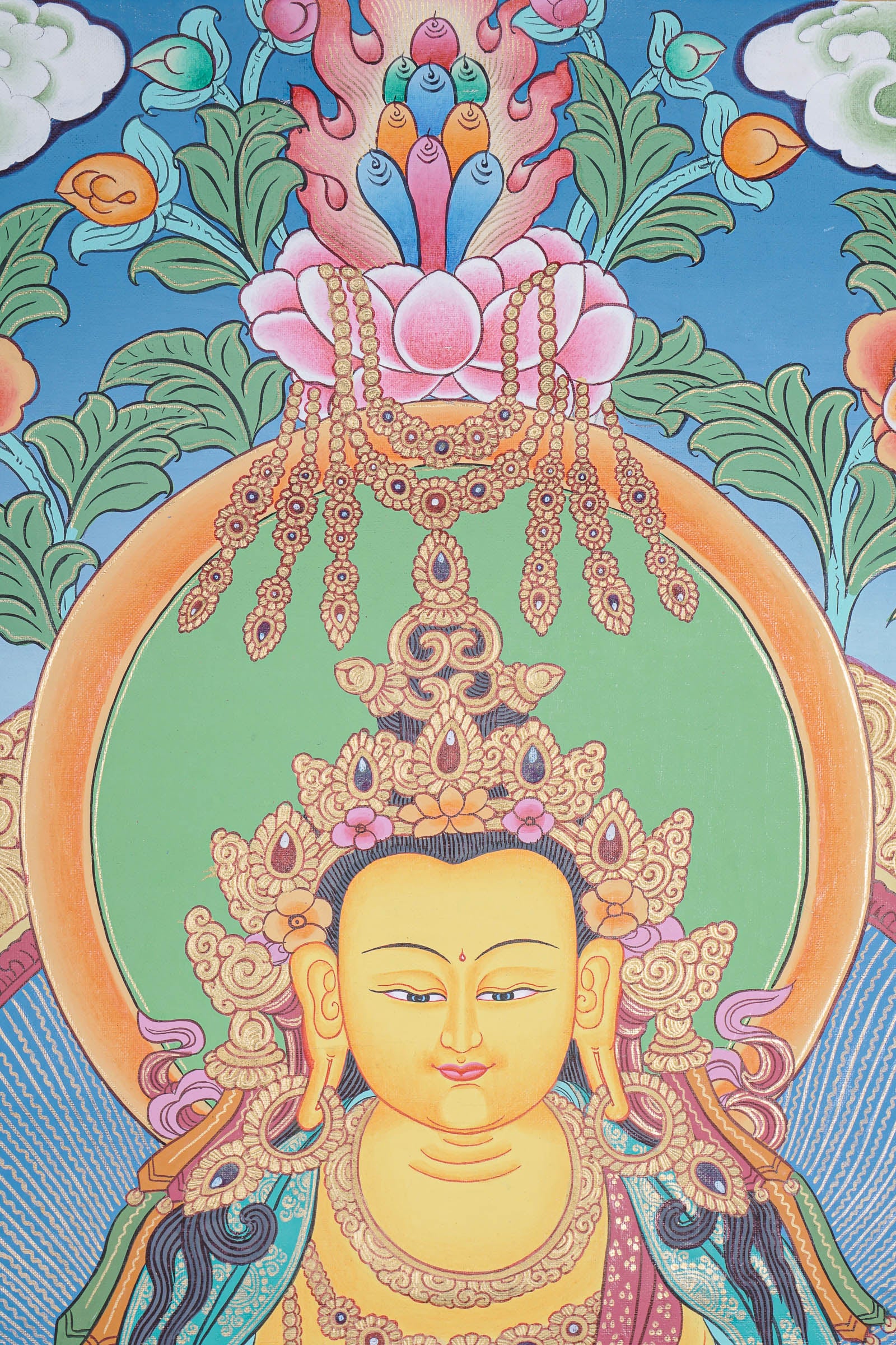 Beautiful Ratnasambhava Buddha Thangka Painting - Himalayas Shop