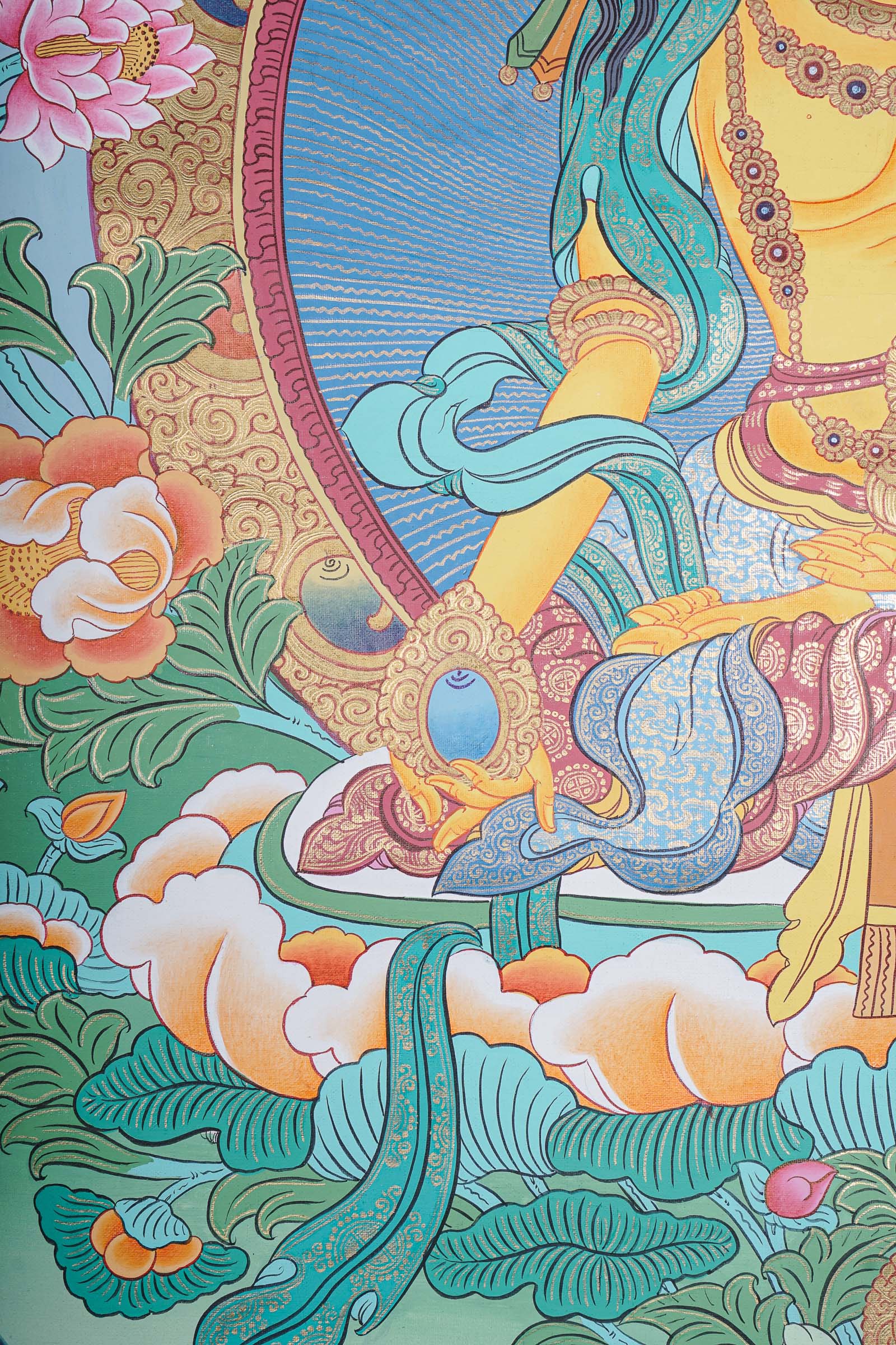Beautiful Ratnasambhava Buddha Thangka Painting - Himalayas Shop
