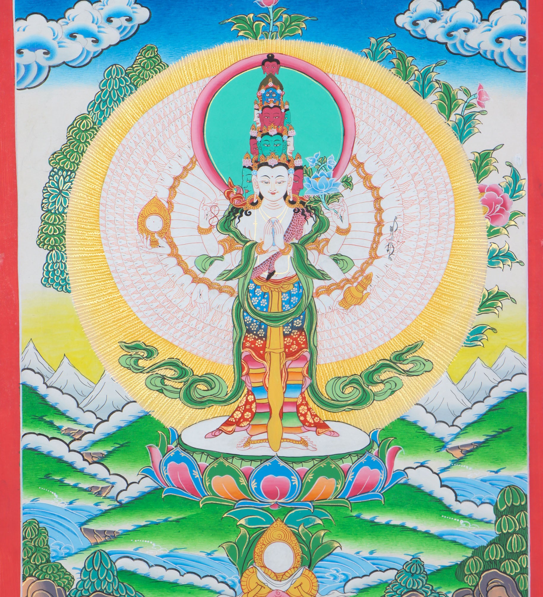 Lokeshwor Thangka serves  as visual aids for meditation and visualization practices. 