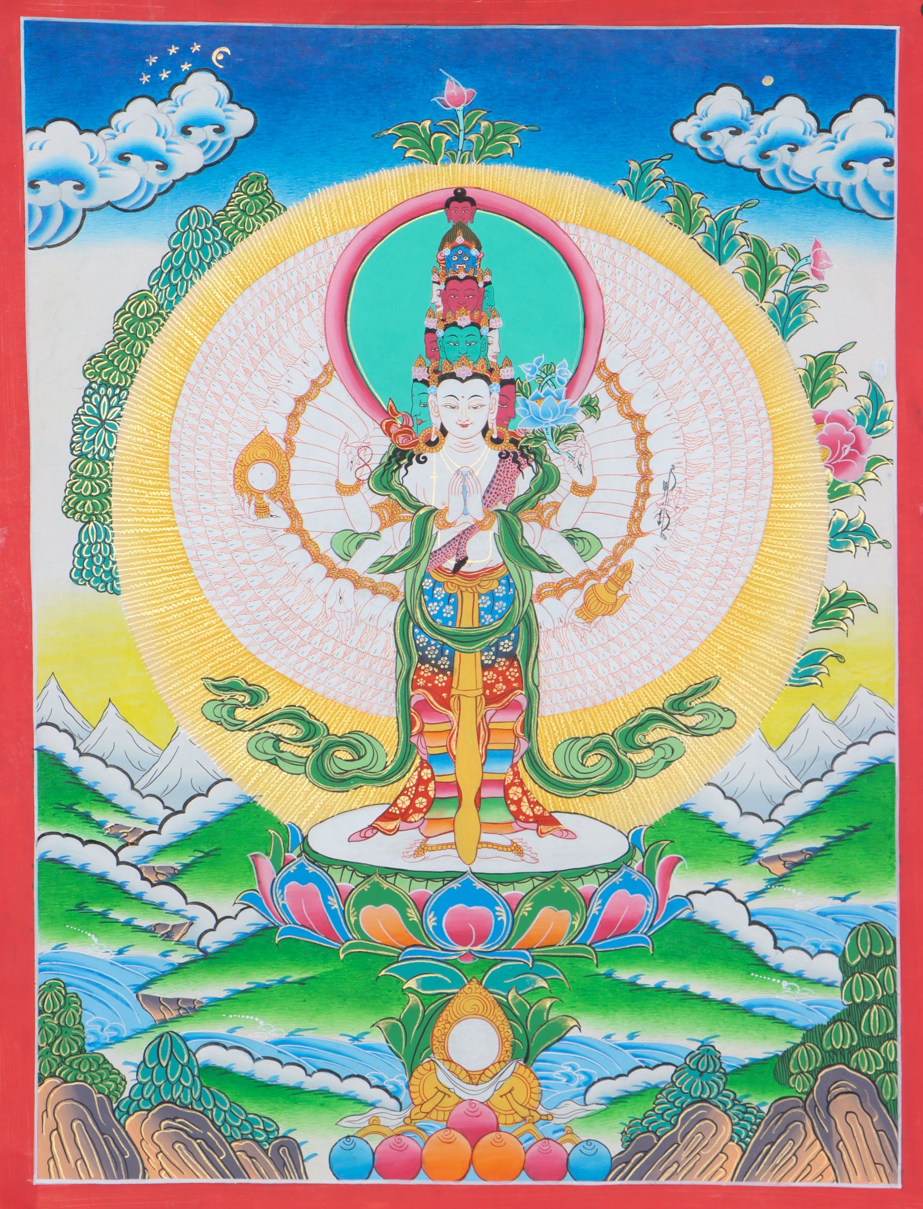 Lokeshwor Thangka serves  as visual aids for meditation and visualization practices. 