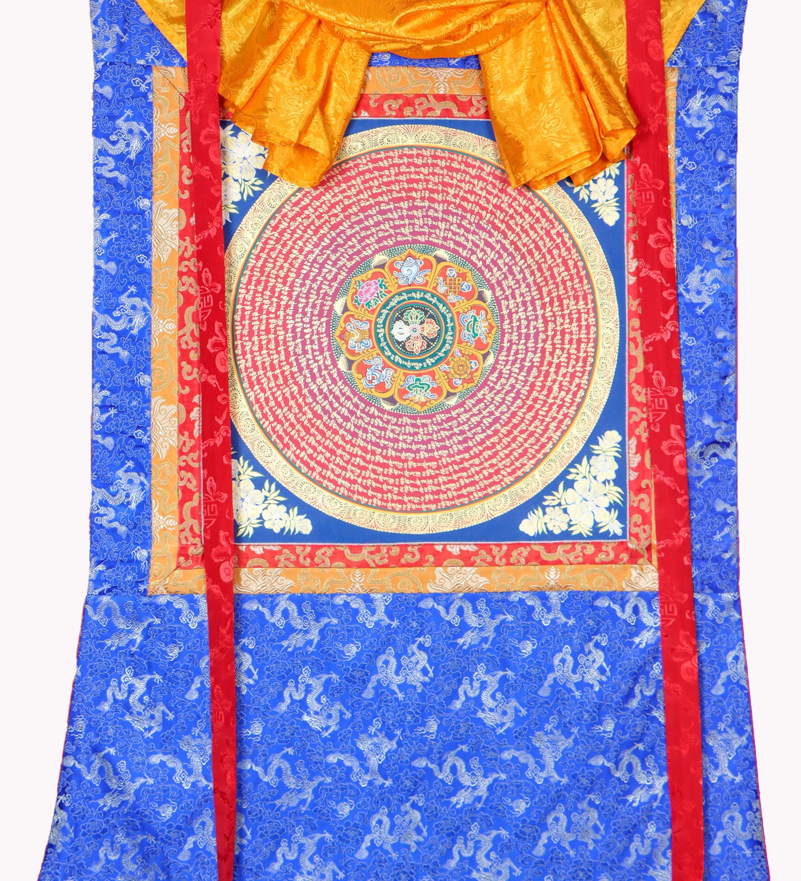 Mantra Mandala Brocade Thangka Painting  for good luck.