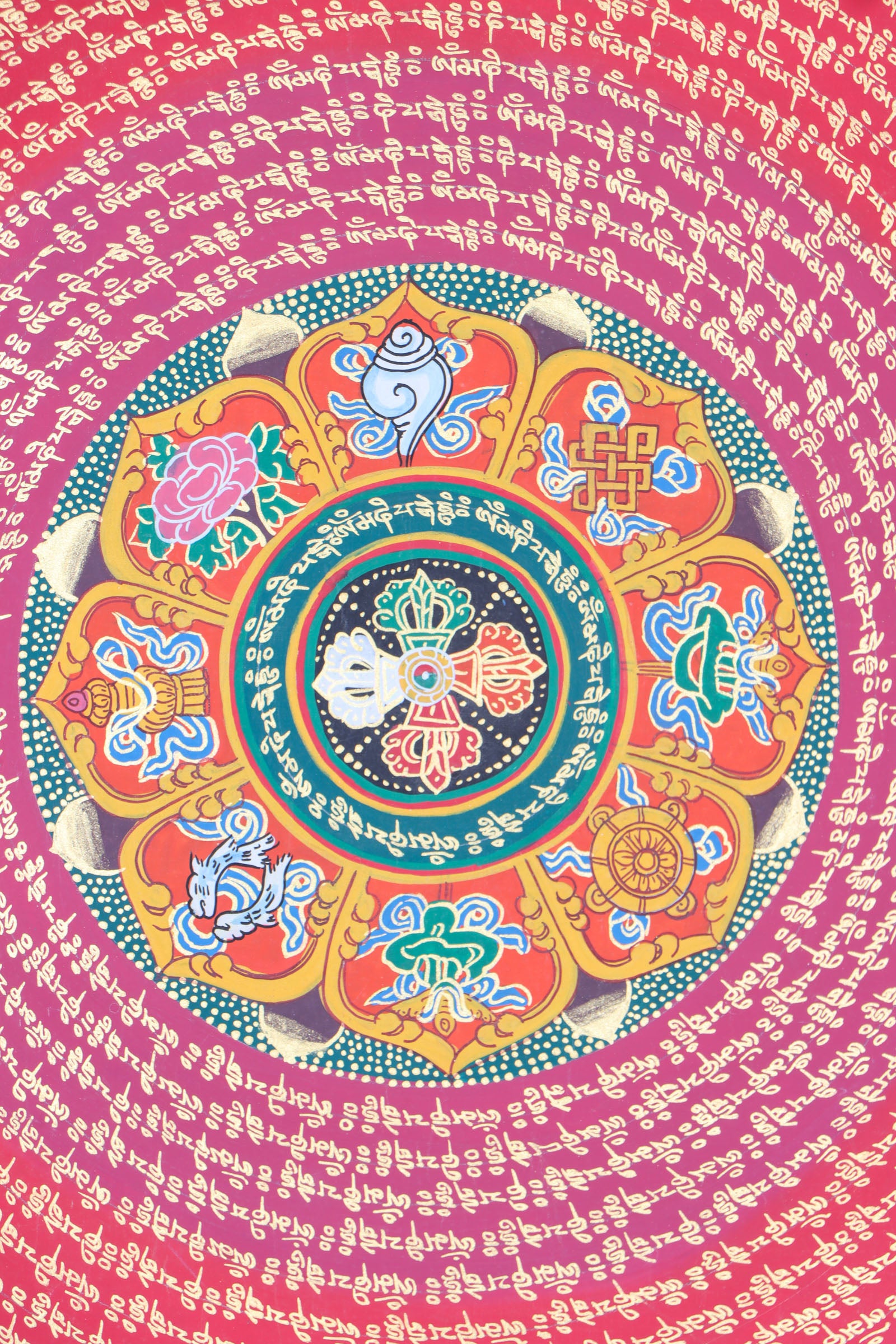 Mantra Mandala Brocade Thangka Painting  for good luck.