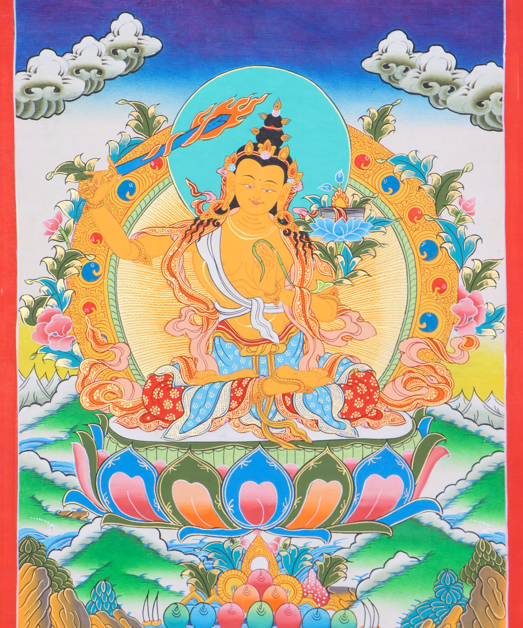 Manjushri Thangka for meditation, contemplation, and devotion.