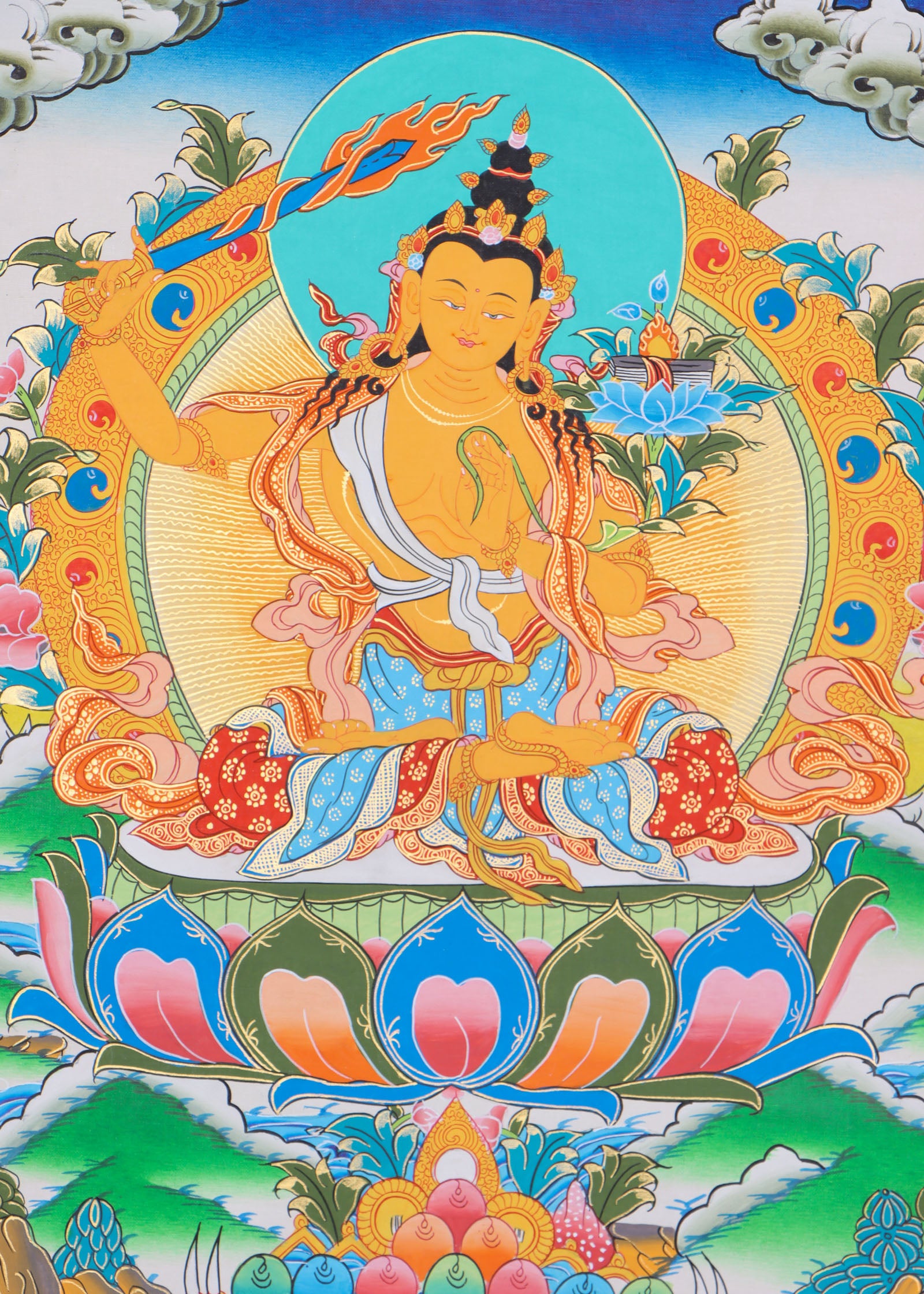 Manjushri Thangka for meditation, contemplation, and devotion.
