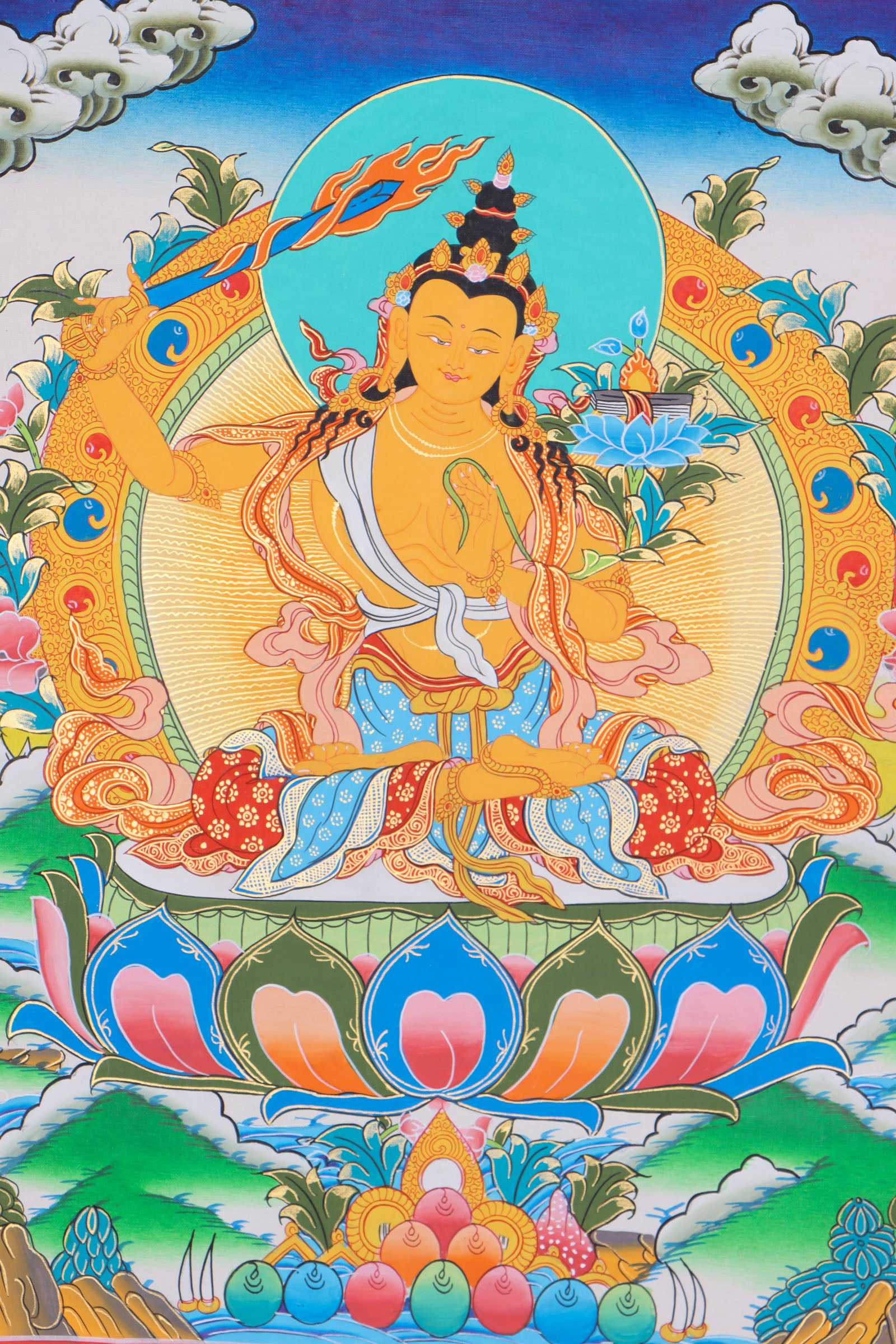Manjushri Thangka for meditation, contemplation, and devotion.