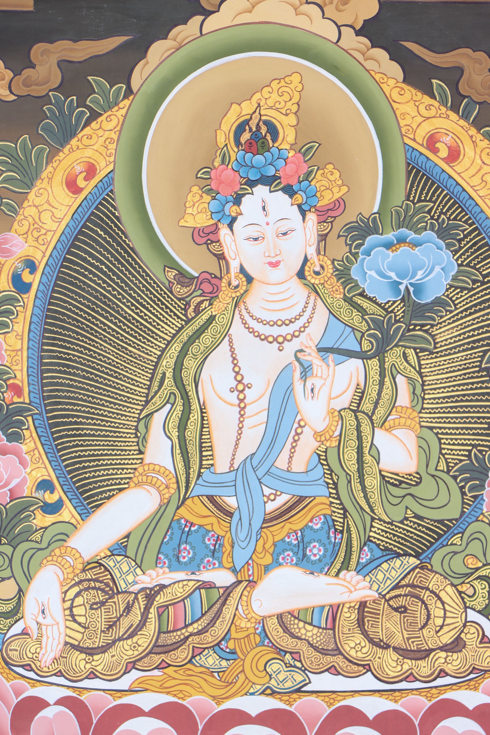 White Tara Thangka Painting for meditation.