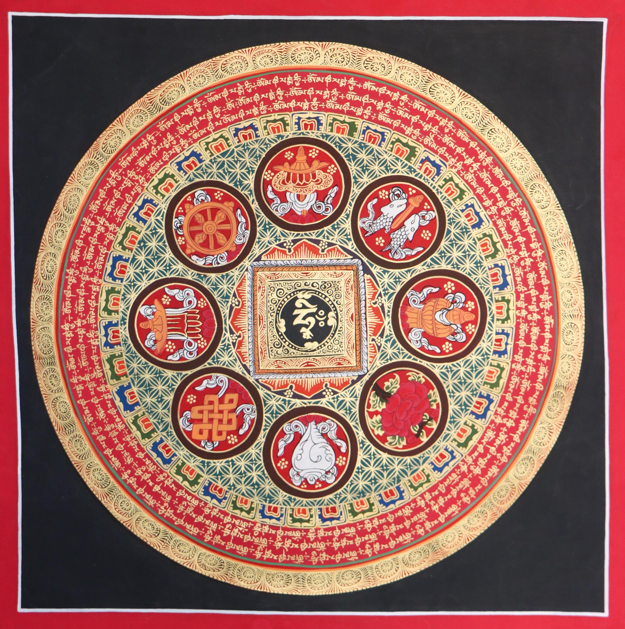 Mantra Mandala Thangka for wall decor .