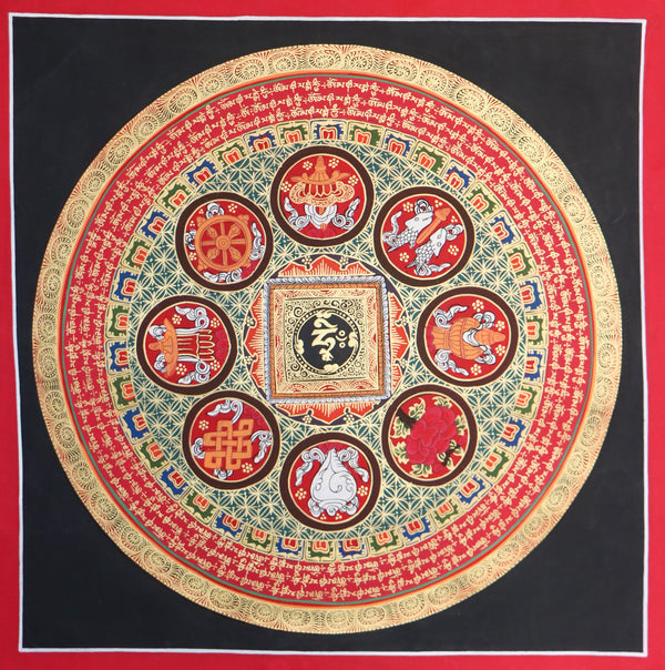 Mantra Mandala Thangka for wall decor .