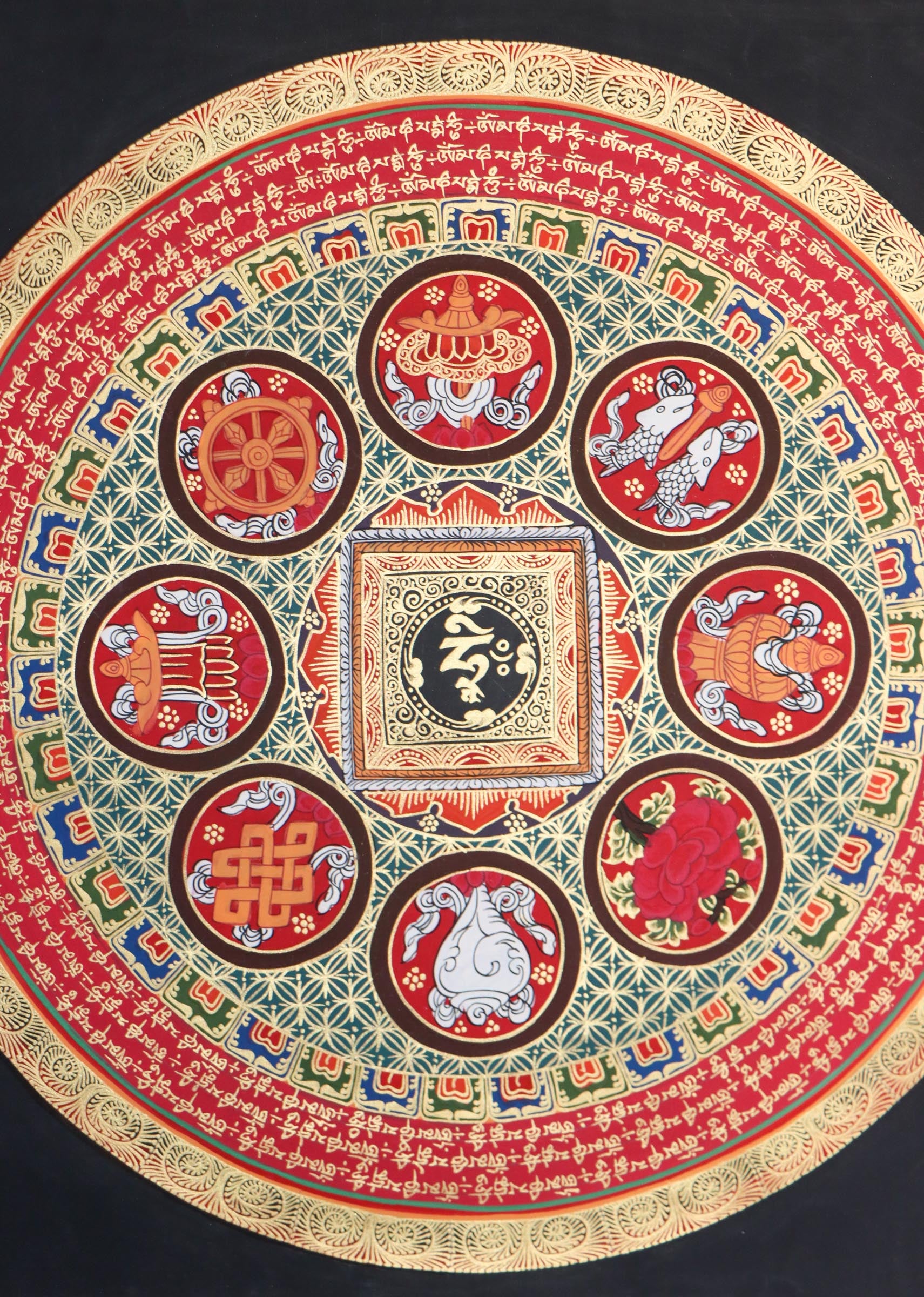 Mantra Mandala Thangka for wall decor .