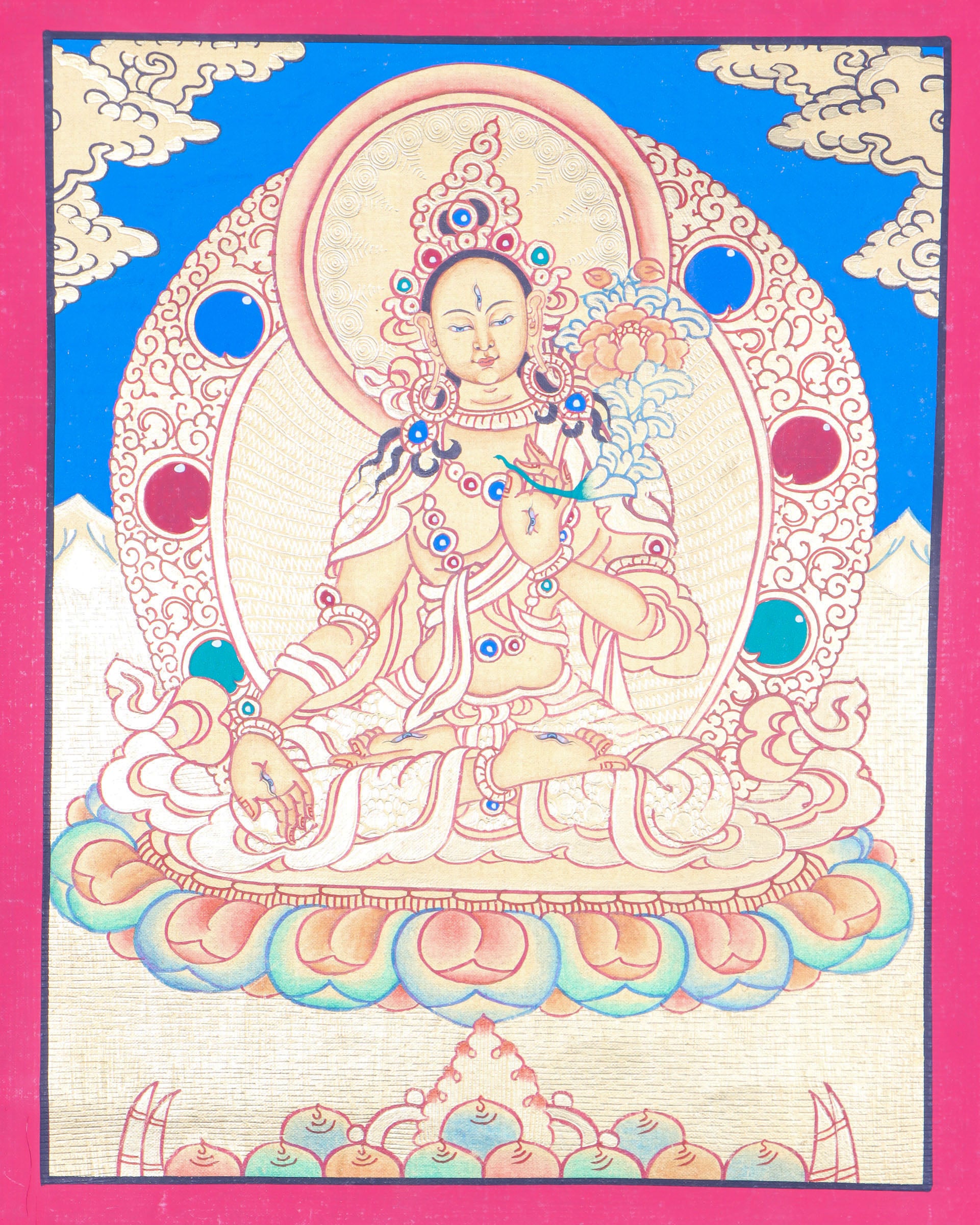  White Tara Thangka Painting is an ideal tool for meditative reflection.
