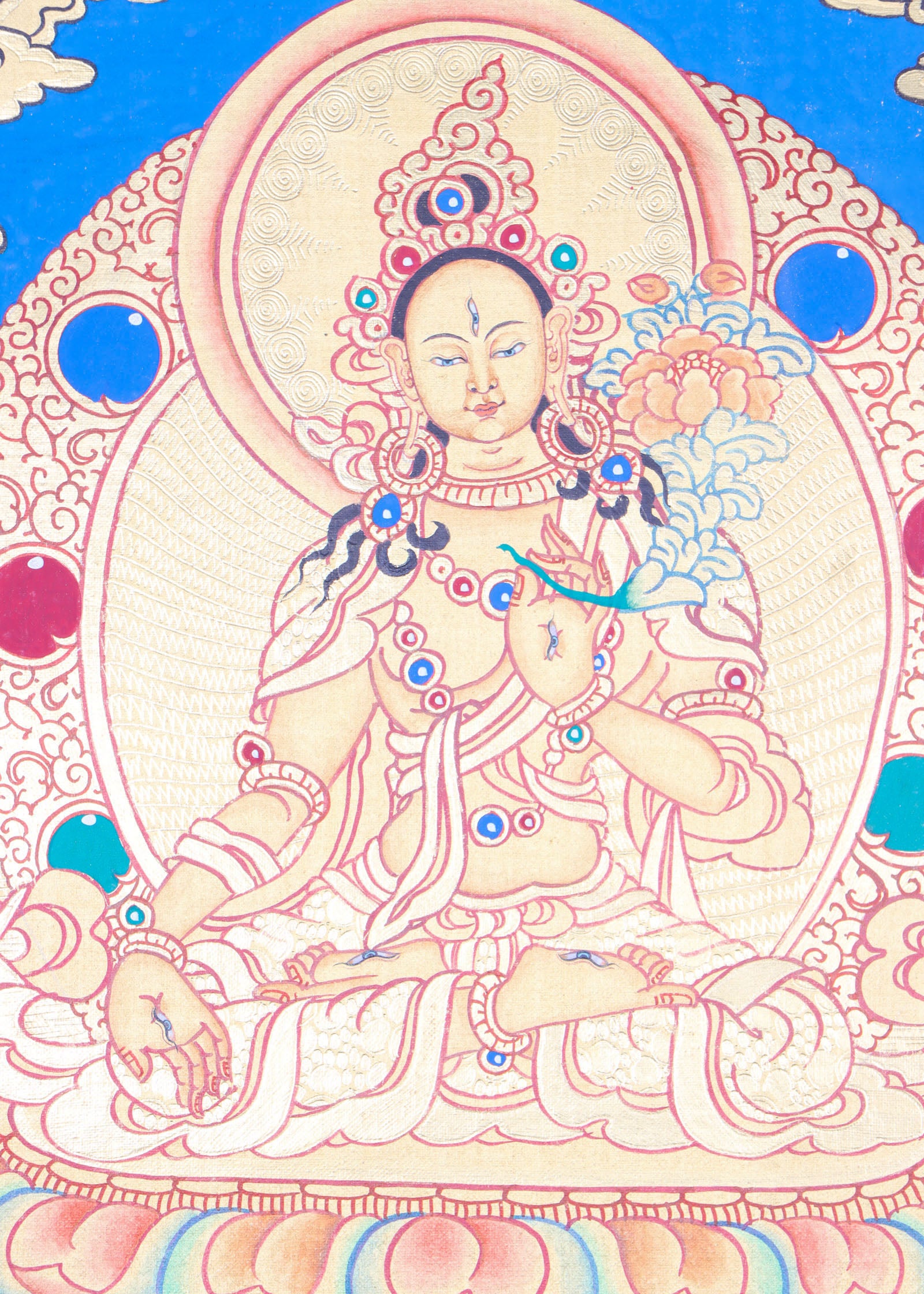  White Tara Thangka Painting is an ideal tool for meditative reflection.
