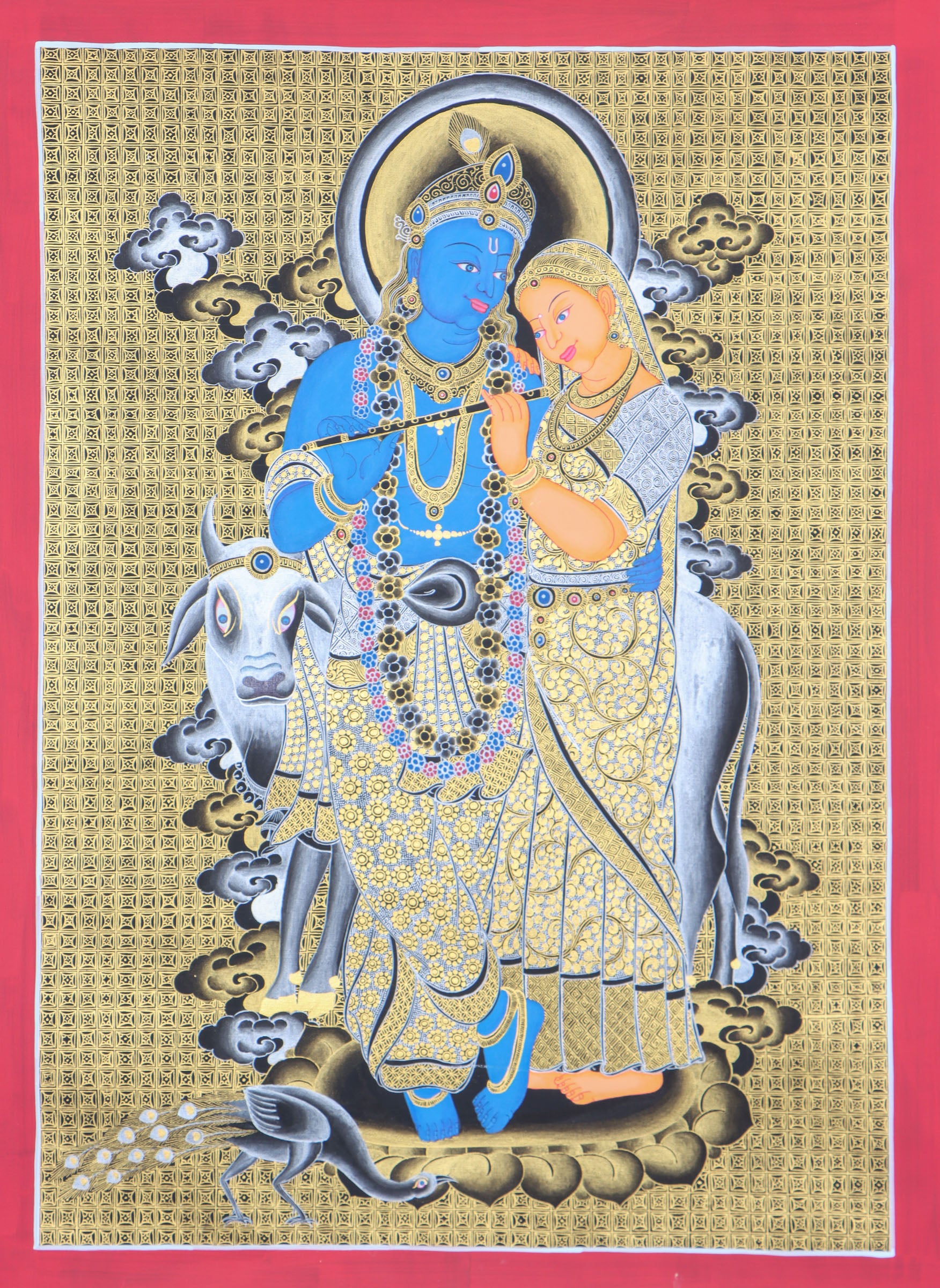Radha Krishna Thangka for meditation and spirituality.