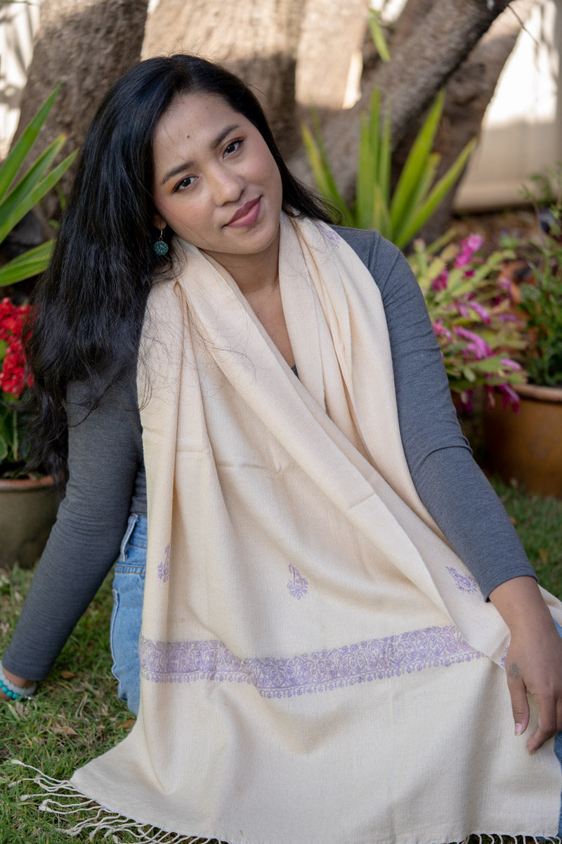 White Pashmina Shawl suitable for every season.