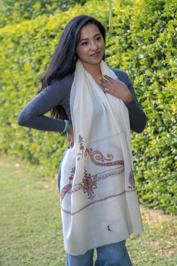 White Cashmere Pashmina Shawl